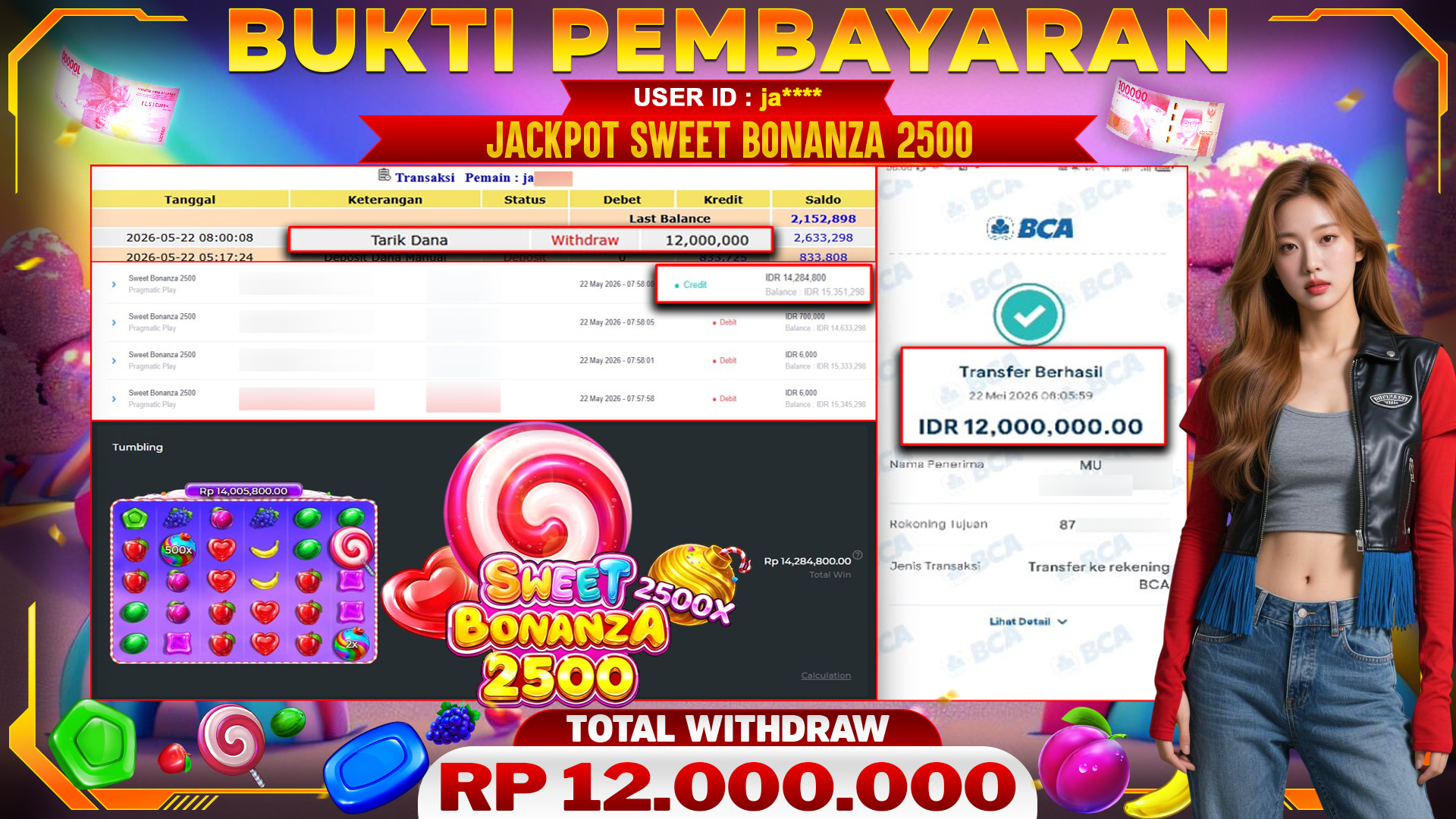 🏆 SELAMAT KEPADA PEMENANG JACKPOT DI Sweet Bonanza 2500 - Pragmatic Play 12,000,000🏆