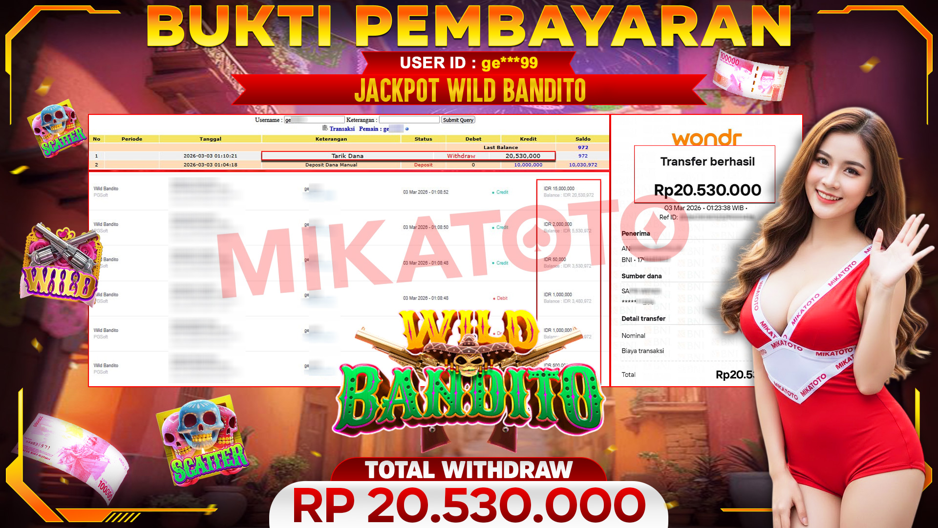 🏆 SELAMAT KEPADA PEMENANG JACKPOT DI Wild Bandito - PGSoft 20,530.000🏆