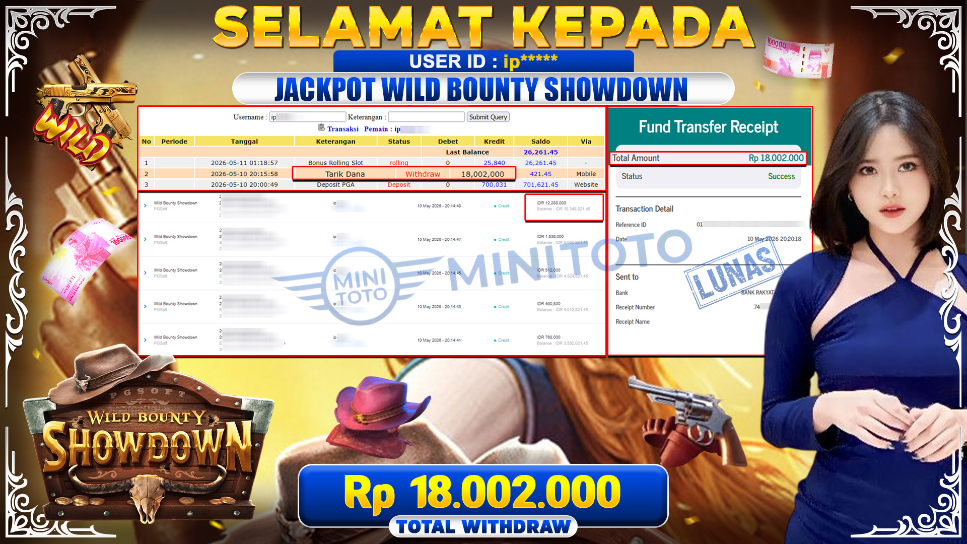 BUKTI JACPOT Wild Bounty Showdown - PGSoft