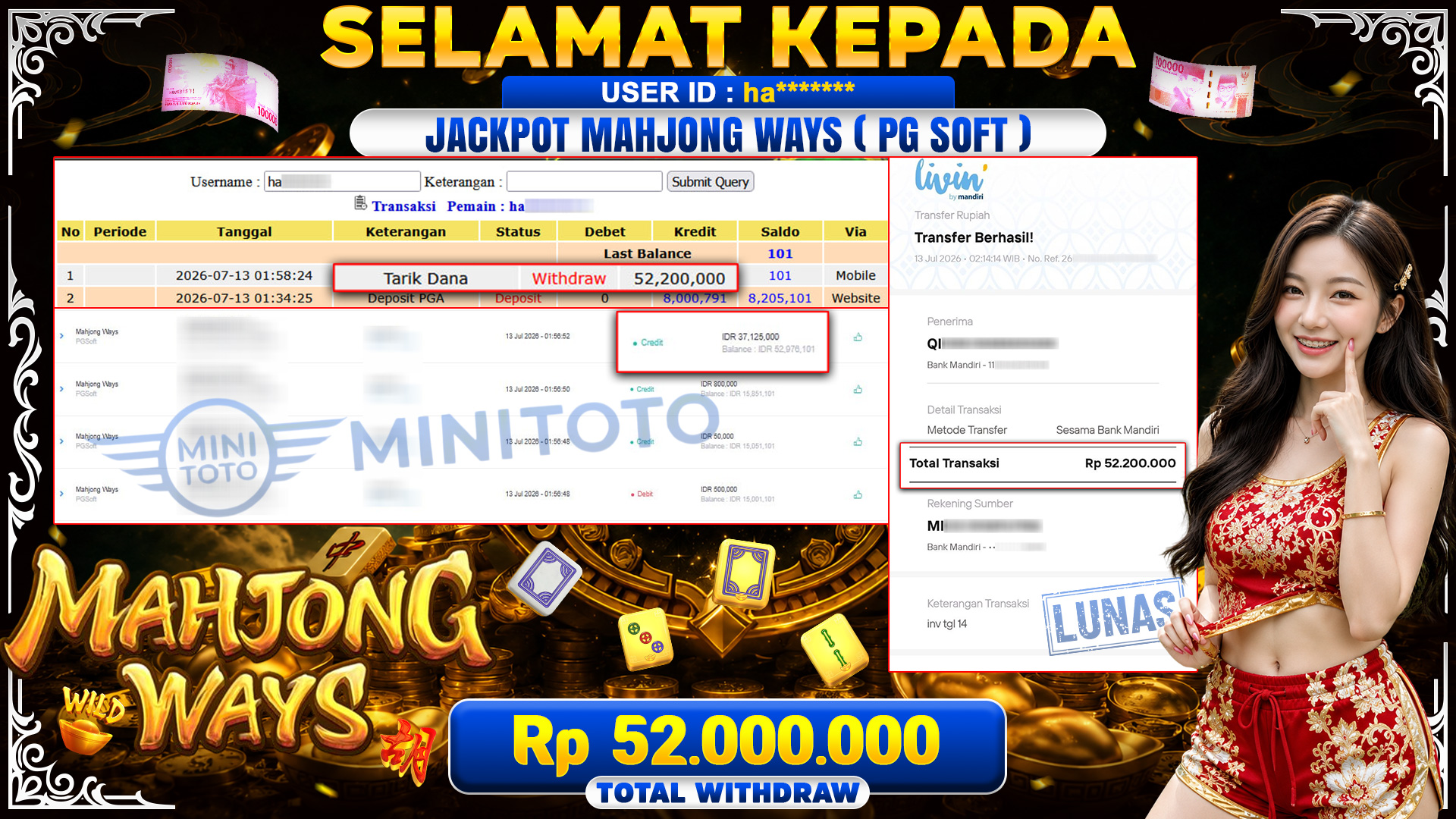 BUKTI JACKPOT MAHJONG WAYS  - PG SOFT