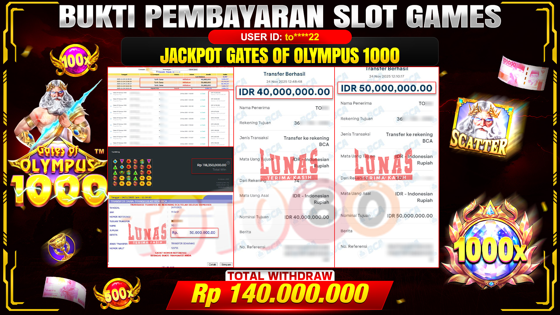 🎉 TOTO80 – JACKPOT SLOT GATES OF OLYMPUS 1000 RP. 140,000,000,- TELAH DIBAYARKAN! 🎉
