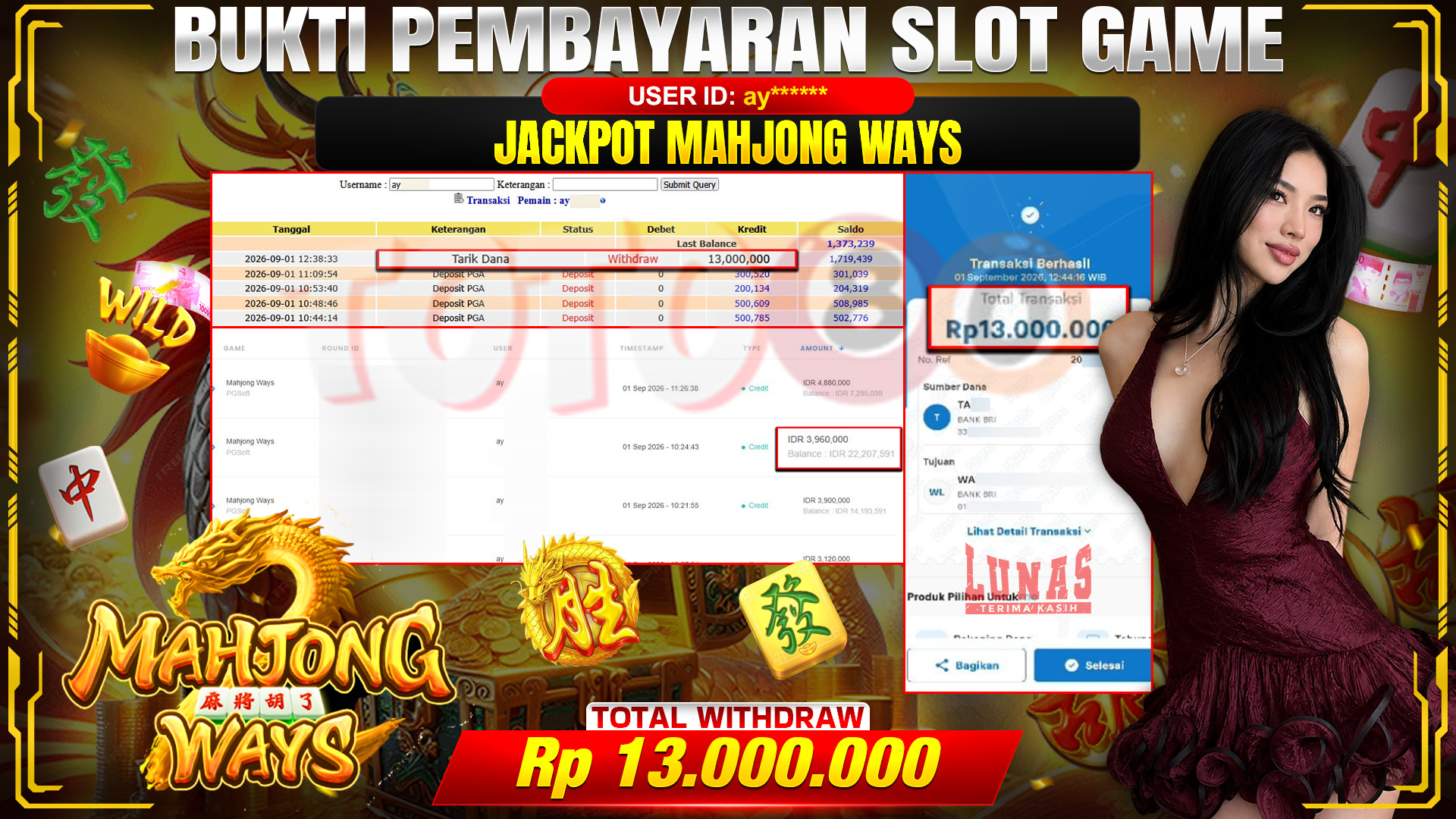 💰🎉 TOTO80 – JACKPOT SLOT MAHJONG  WAYS  RP. 13,000,000,-  TELAH DIBAYARKAN!💰🎉