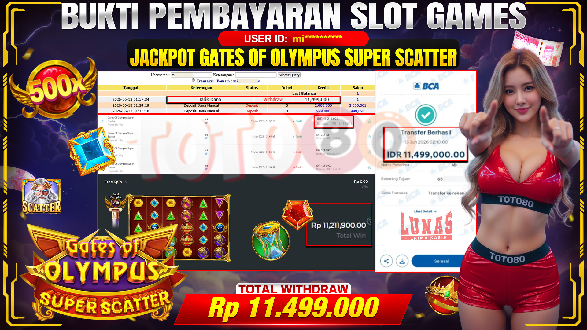 💰🎉 TOTO80 – JACKPOT SLOT GATES OF OLYMPUS SUPER SCATTER RP. 11,499,000,-  TELAH DIBAYARKAN!💰🎉