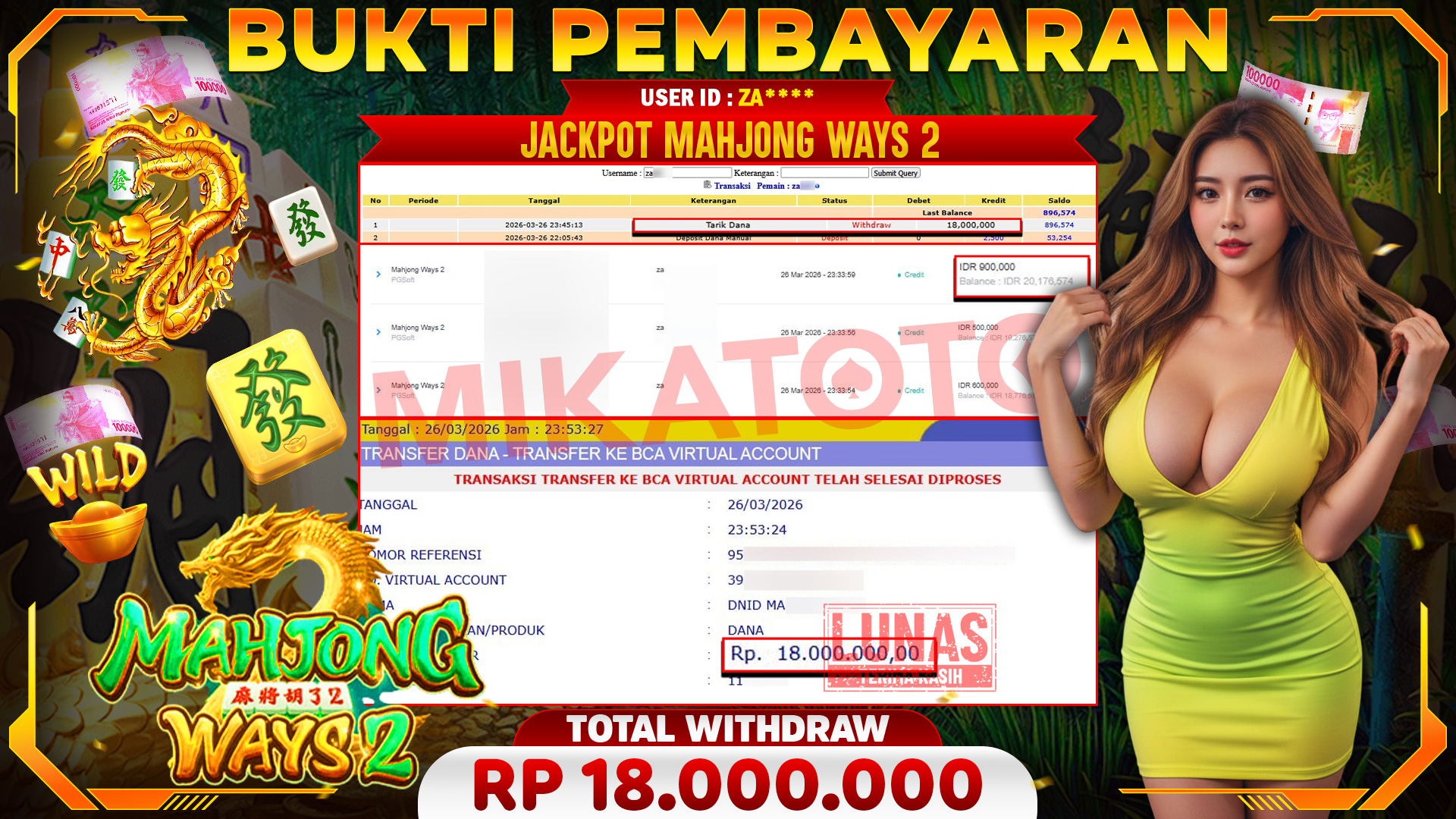 🏆 SELAMAT KEPADA PEMENANG JACKPOT DI Mahjong Ways 2 - PGSoft 18,000,000🏆