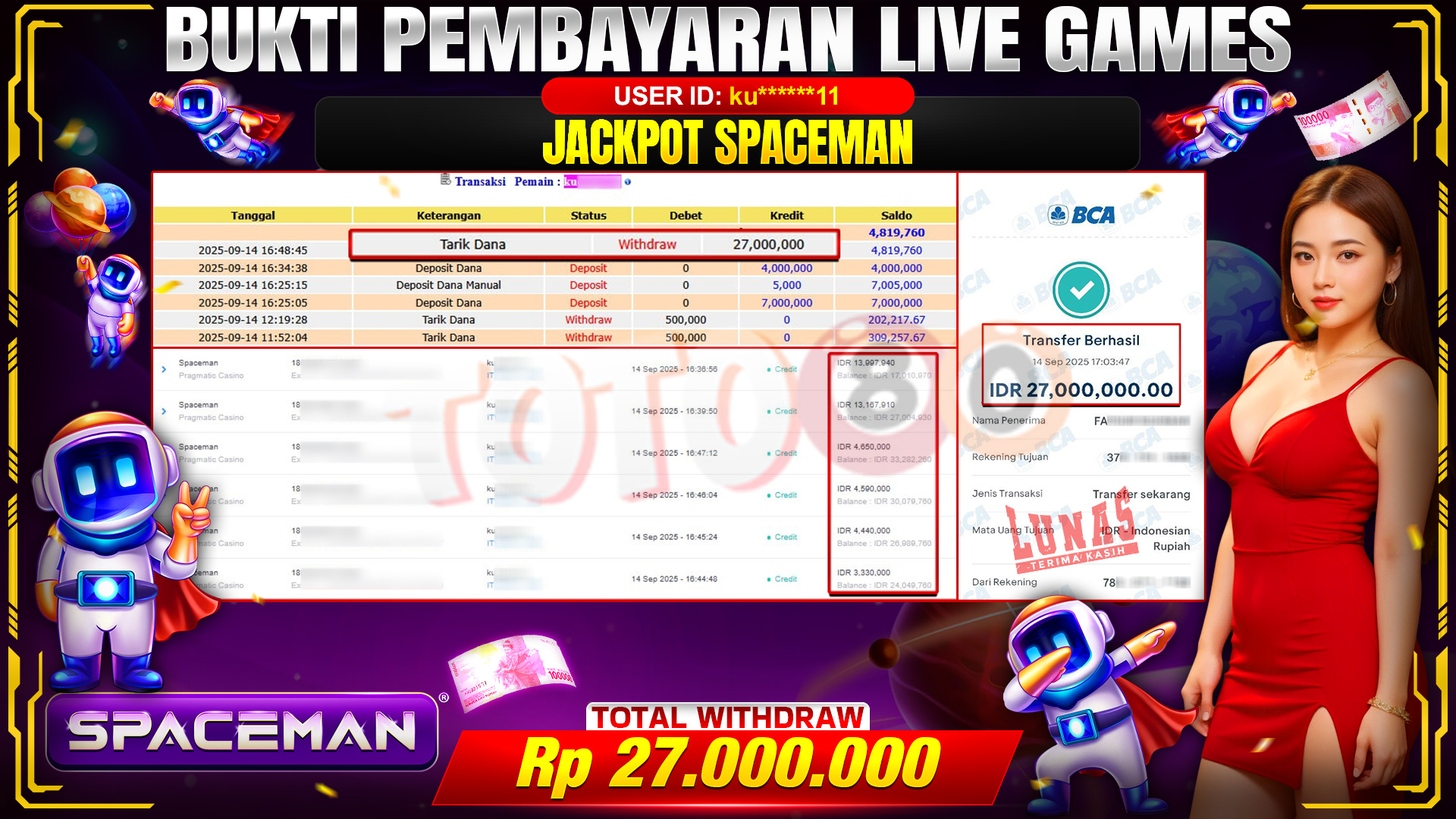 🎉 TOTO80 – JACKPOT SPACEMAN RP.27,000,000,- TELAH DIBAYARKAN! 🎉