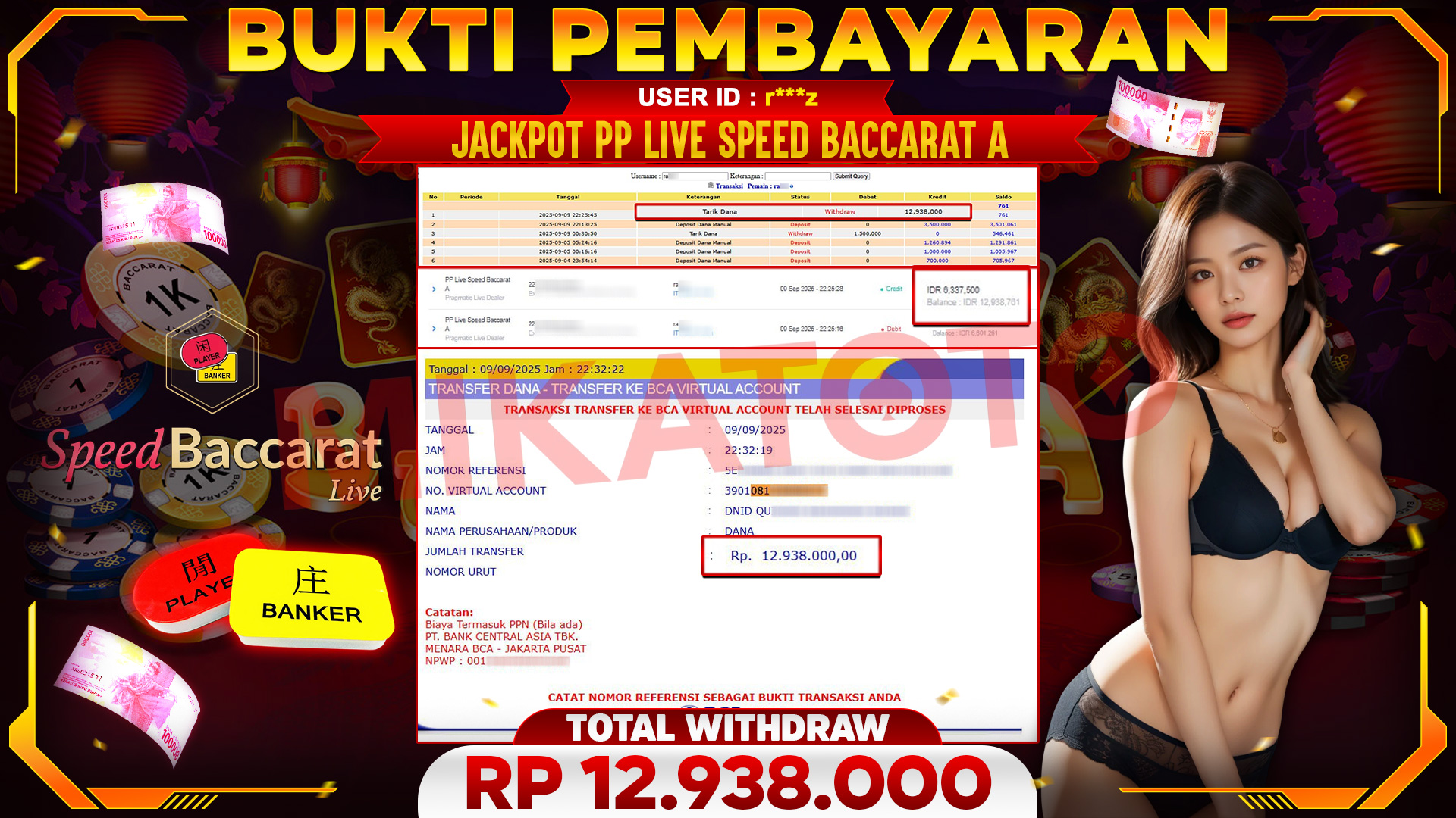 🏆 SELAMAT KEPADA PEMENANG JACKPOT DI PP Live Speed Baccarat A - Pragmatic Live Dealer 12,938,000🏆