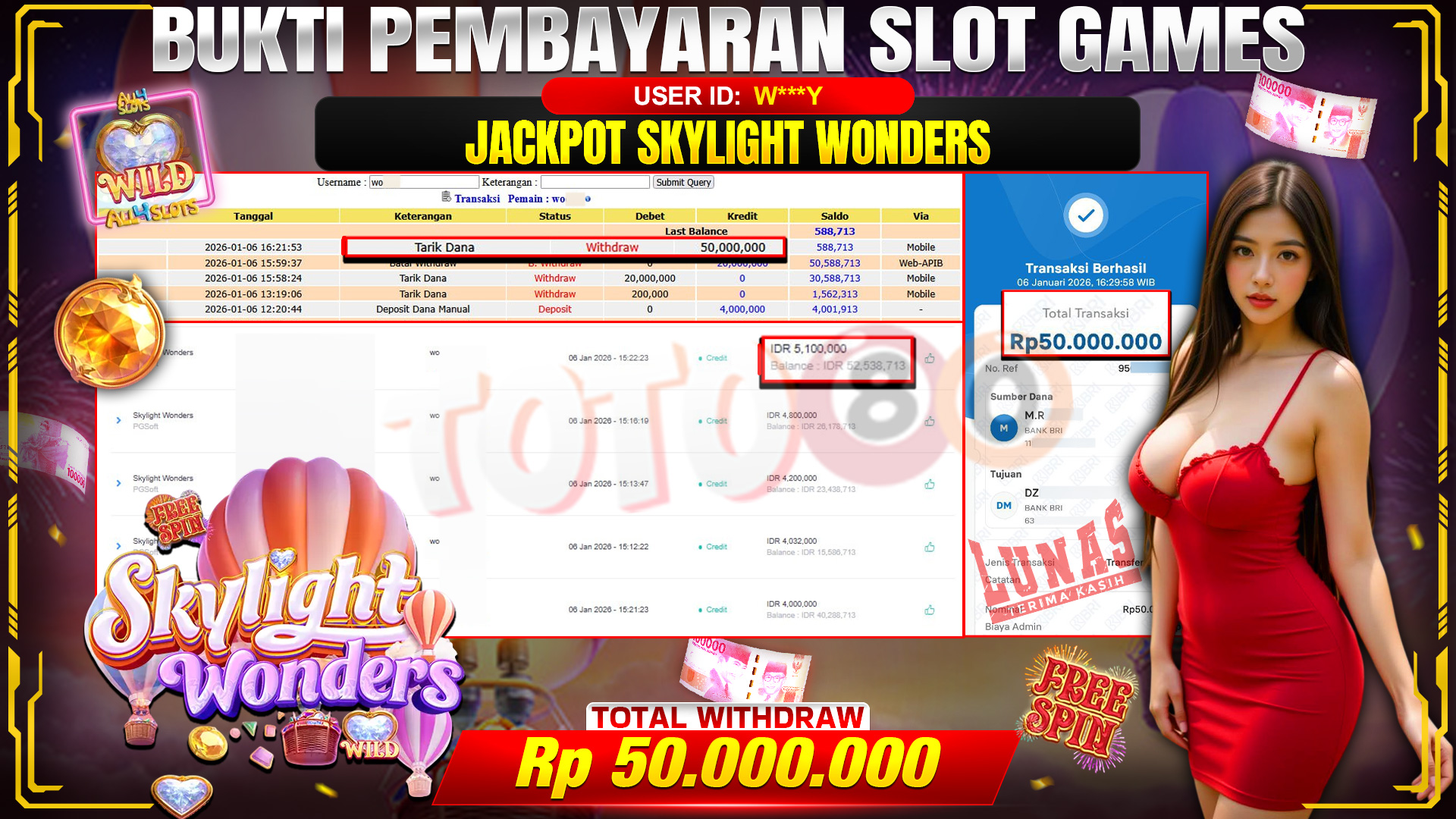 🎉 TOTO80 – JACKPOT SLOT Skylight Wonders RP.50,000,000,- TELAH DIBAYARKAN! 🎉