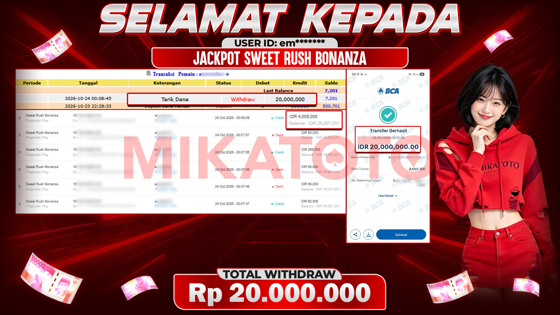 🏆 SELAMAT KEPADA PEMENANG JACKPOT DI Sweet Rush Bonanza Pragmatic Play 20,000,000🏆