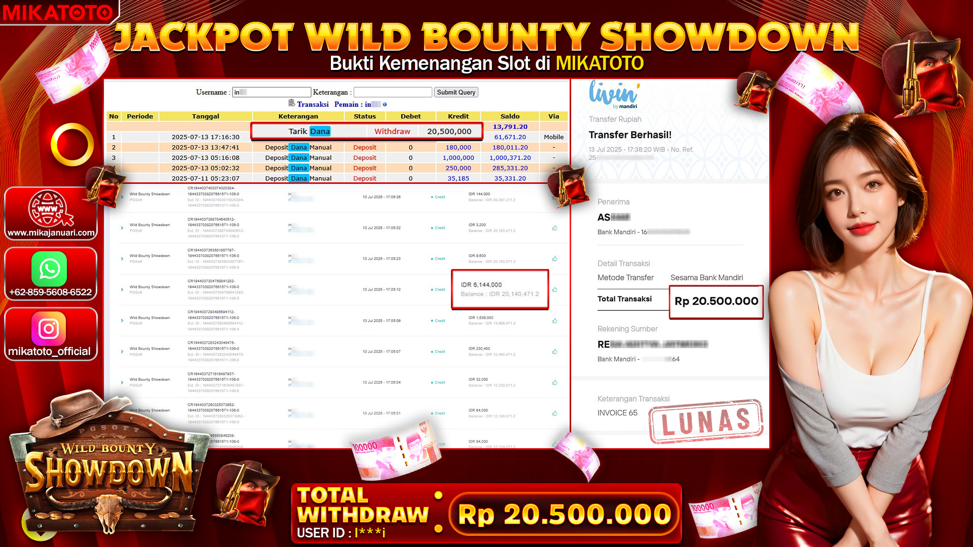 🏆 SELAMAT KEPADA PEMENANG JACKPOT DI  Wild Bounty Showdown 20,500,000🏆