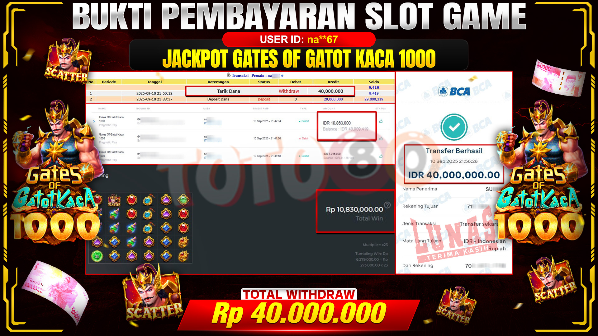 🎉 TOTO80 – JACKPOT SLOT GATES OF GATOT KACA 1000 RP.40,000,000,- TELAH DIBAYARKAN! 🎉