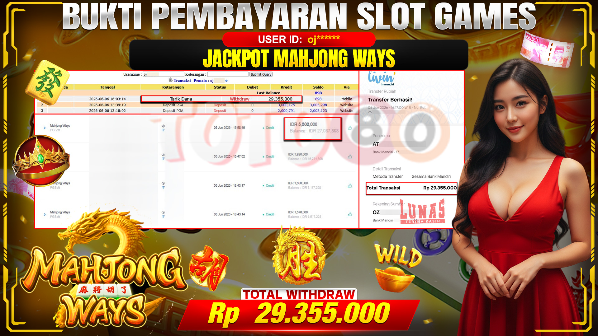💰🎉 TOTO80 – JACKPOT SLOT MAHJONG  WAYS  RP. 29,355,000,-  TELAH DIBAYARKAN!💰🎉