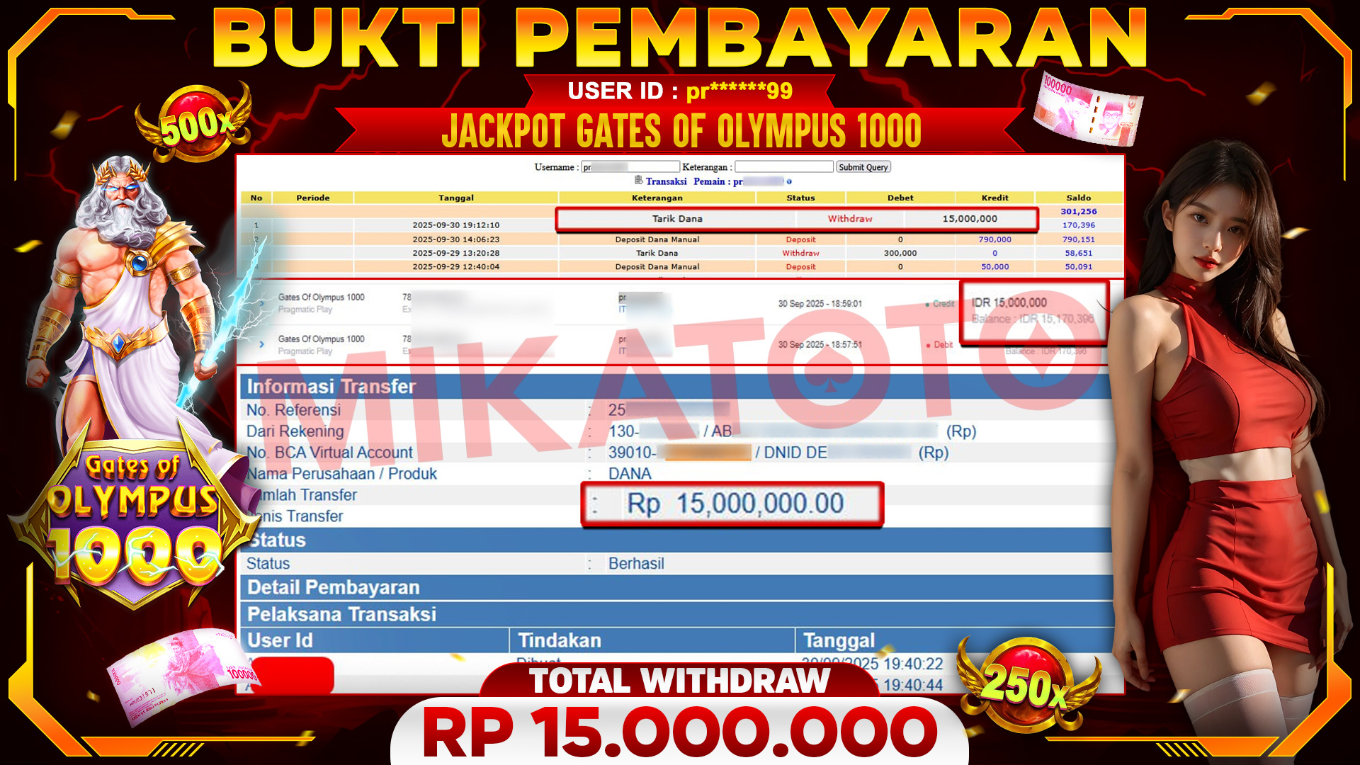 🏆 SELAMAT KEPADA PEMENANG JACKPOT DI Gates Of Olympus 1000 - Pragmatic Play 15,000,000🏆