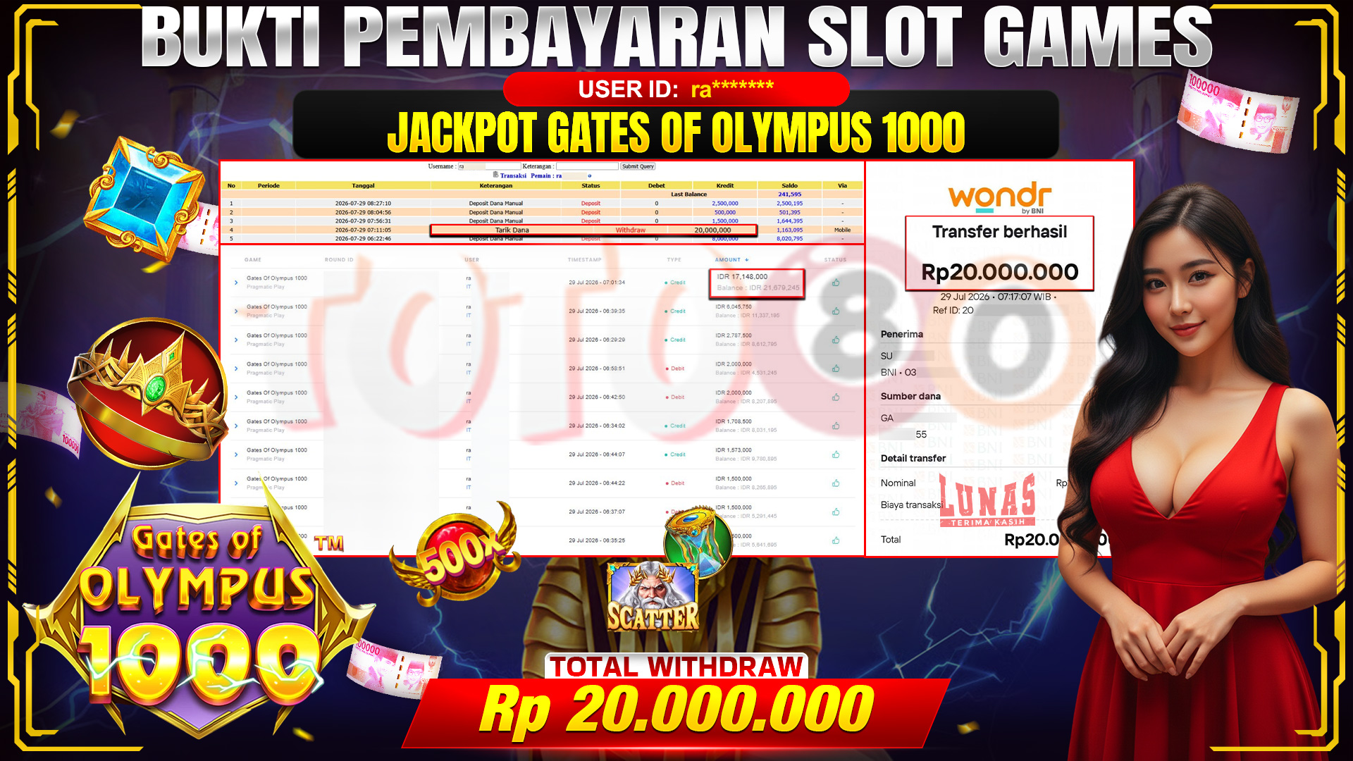 💰🎉 TOTO80 – JACKPOT SLOT GATES OF OLYMPUS 1000  RP. 20,000,000,- TELAH DIBAYARKAN!💰🎉