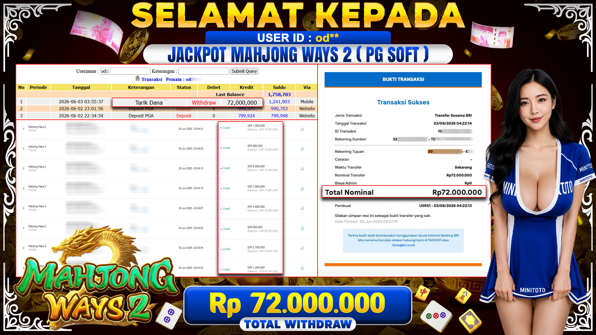 BUKTI JACKPOT MAHJONG WAYS 2 - PG SOFT