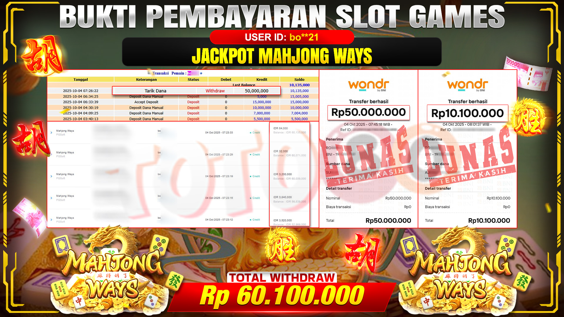 🎉 TOTO80 – JACKPOT SLOT MAHJONG WAYS RP.60,100,000,- TELAH DIBAYARKAN! 🎉