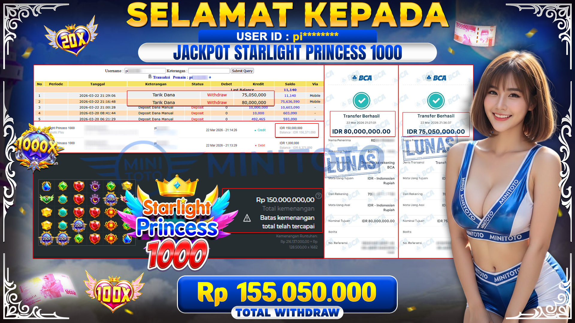 BUKTI JACPOT Starlight Princess 1000 - Pragmatic Play