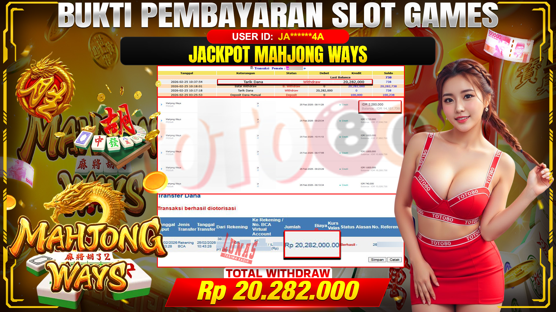 🎉 TOTO80 – JACKPOT SLOT MAHJONG WAYS . 20,282,000,- TELAH DIBAYARKAN! 🎉