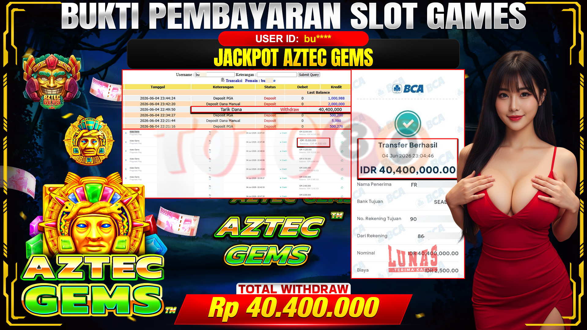 💰🎉 TOTO80 – JACKPOT AZTEC GEMS  RP. 40,400,000,- TELAH DIBAYARKAN! 💰🎉