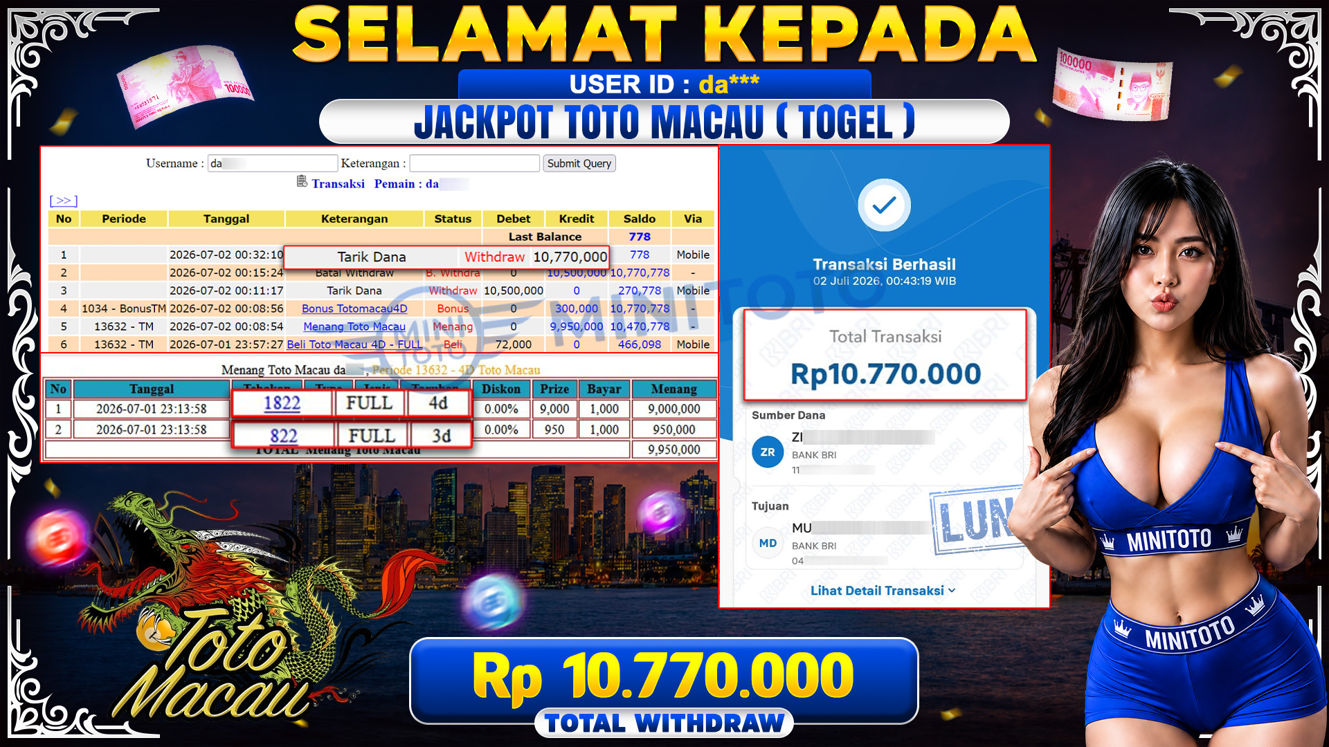 BUKTI JACKPOT TOTO MACAU - TOGEL