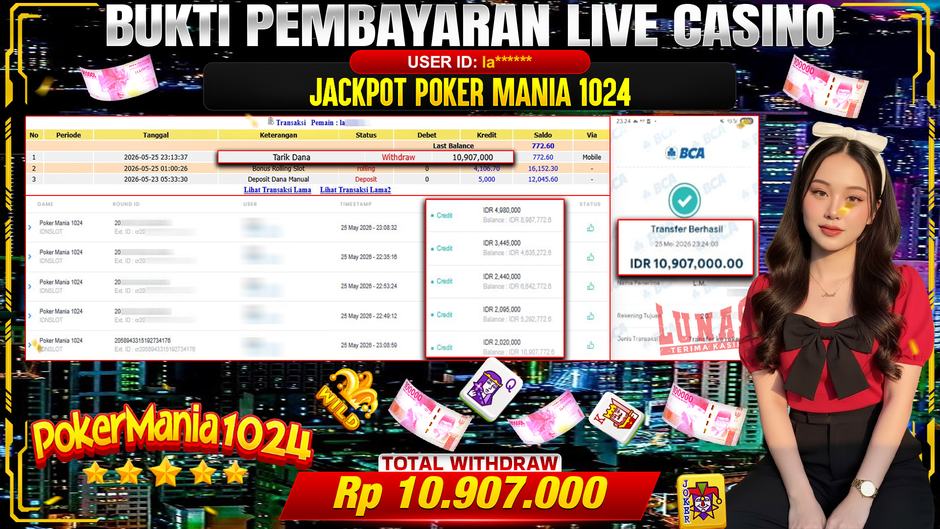 💰🎉 TOTO80 – JACKPOT POKER MANIA 1024   RP. 10,907,000,-  TELAH DIBAYARKAN! 💰🎉