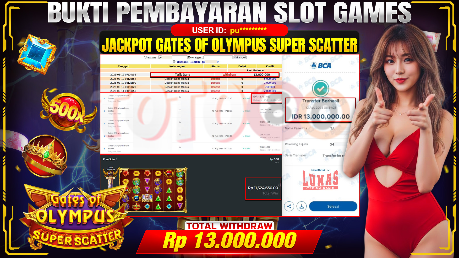 💰🎉 TOTO80 – JACKPOT SLOT GATES OF OLYMPUS SUPER SCATTER RP. 13,000,000,-  TELAH DIBAYARKAN!💰🎉