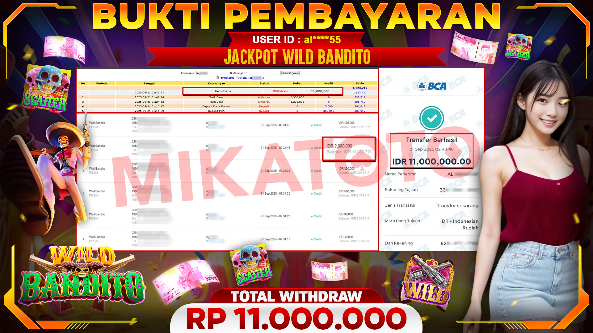 🏆 SELAMAT KEPADA PEMENANG JACKPOT DI Wild Bandito - PGSoft 11,000,000🏆