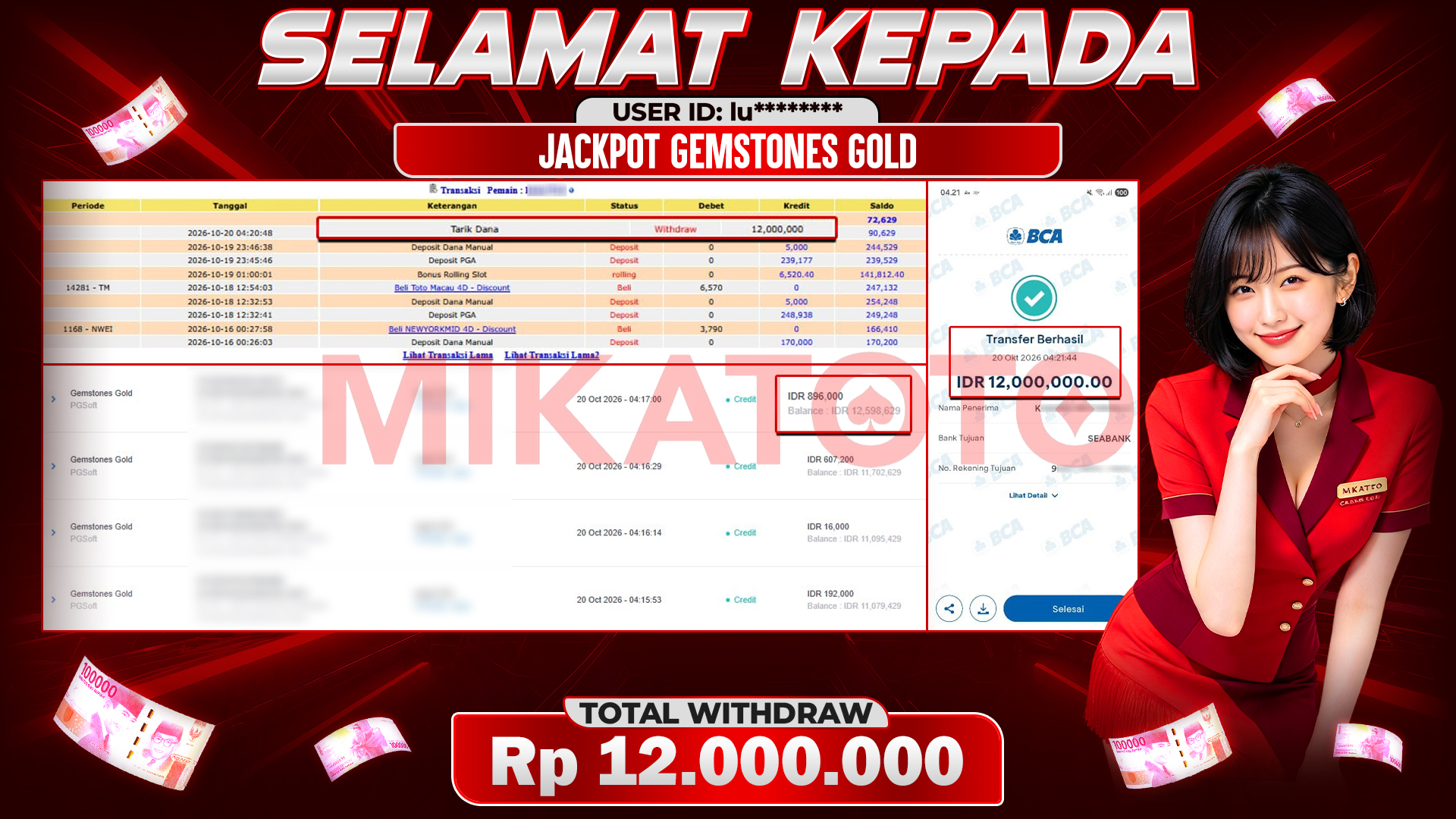 🏆 SELAMAT KEPADA PEMENANG JACKPOT DI Gemstones Gold , PGSoft 12,000,000🏆