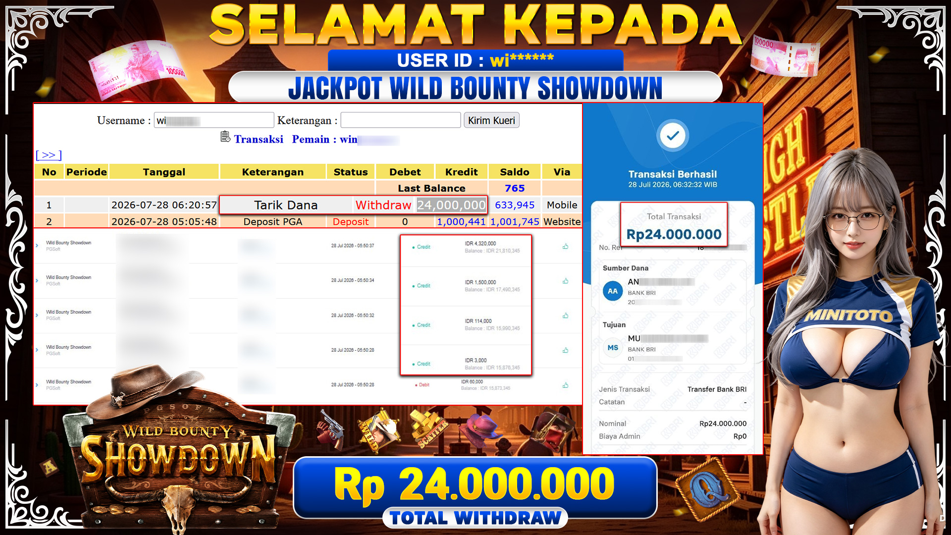 BUKTI JACKPOT WILD BOUNTY SHOWDOWN -PG SOFT