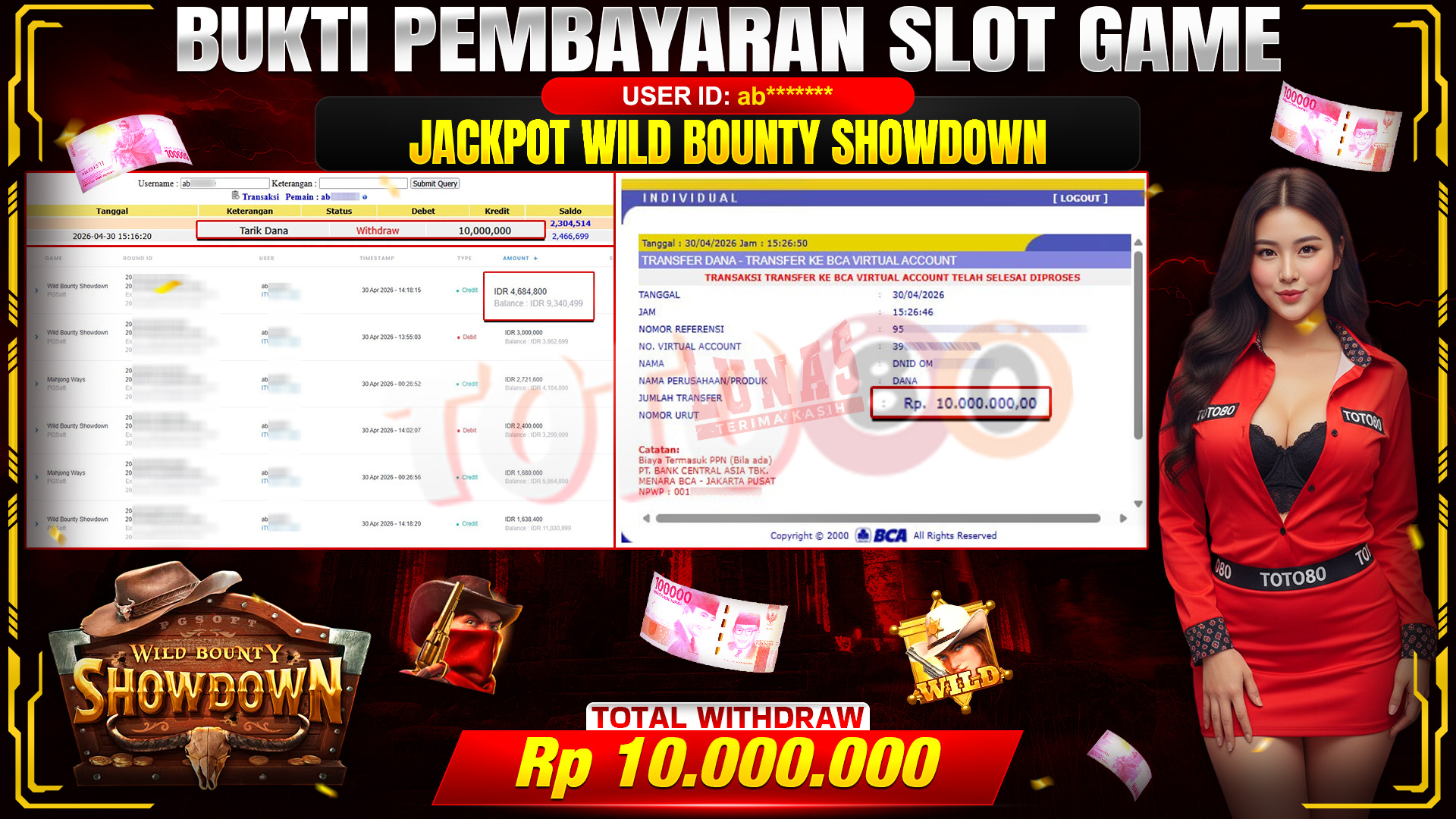 💰🎉 TOTO80 – JACKPOT SLOT WILD BOUNTY SHOWDOWN RP. 10,000,000,- TELAH DIBAYARKAN!💰🎉