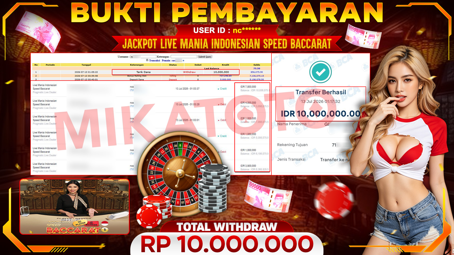 🏆 SELAMAT KEPADA PEMENANG JACKPOT DI Live Mania Indonesian Speed Baccarat - Pragmatic Live Dealer 10,000,000🏆