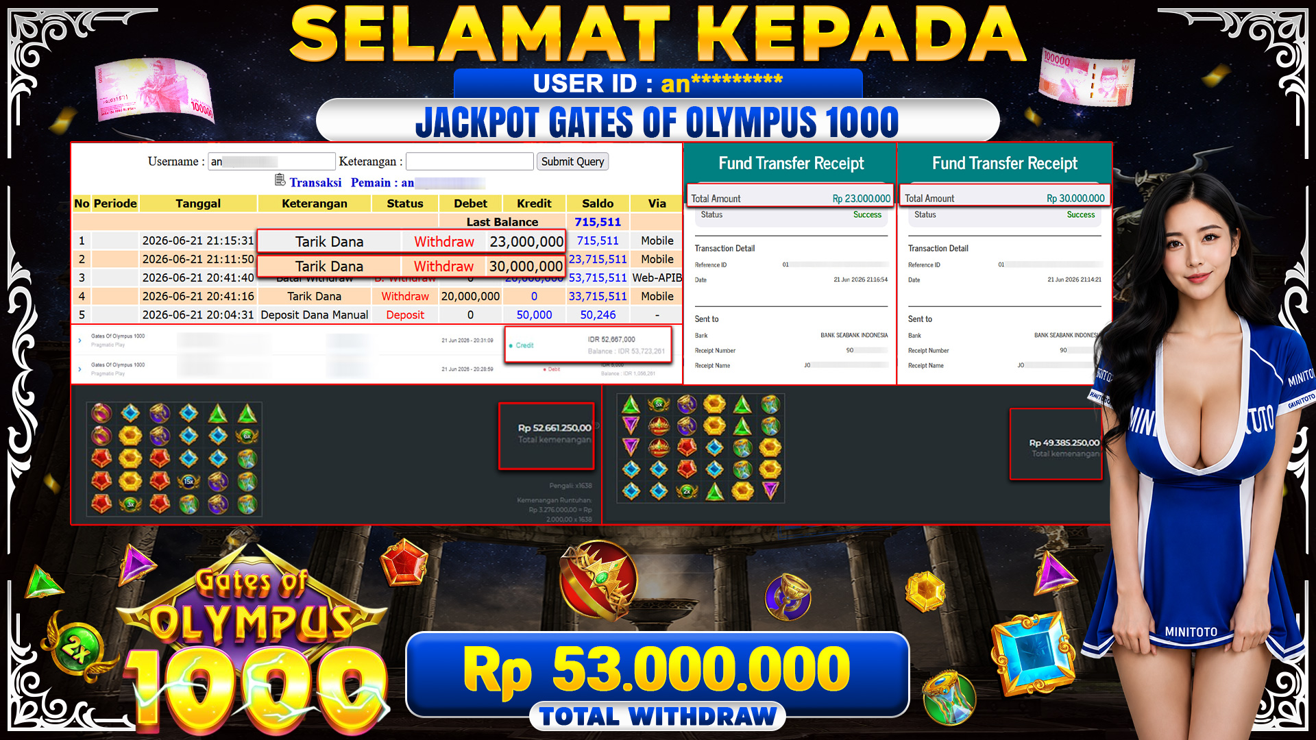 BUKTI JACKPOT GATES OF OLYMPUS 1000 - PRAGMATIC PLAY