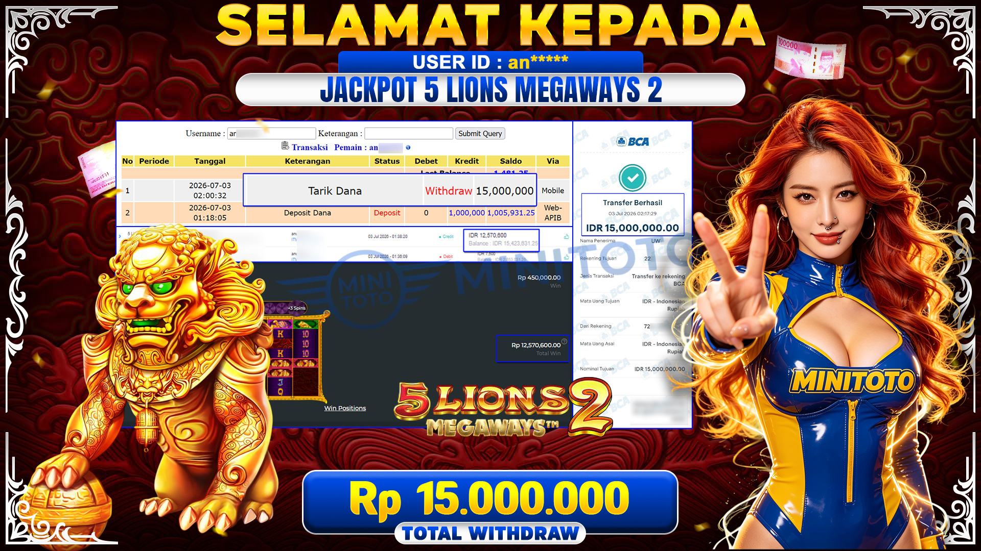 BUKTI JACKPOT 5 LIONS MEGAWAYS 2