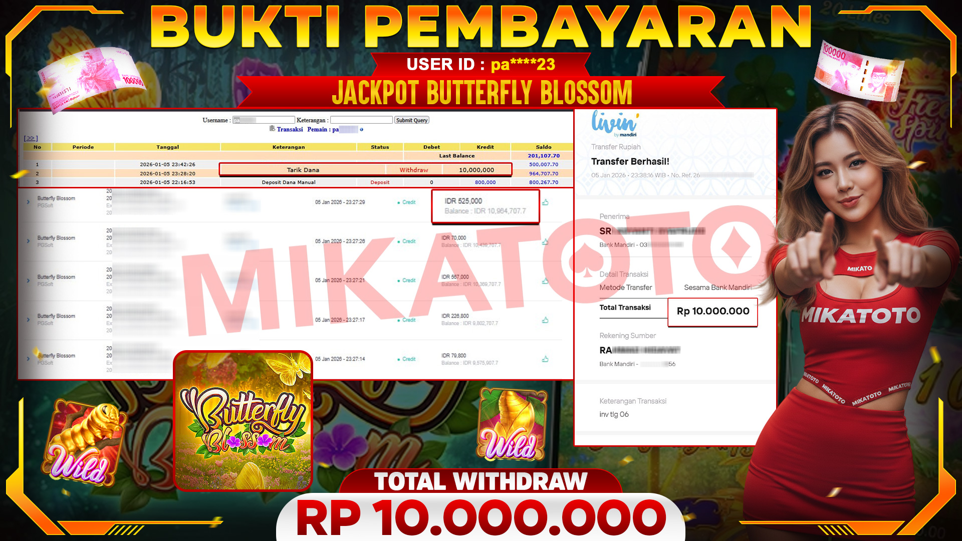 🏆 SELAMAT KEPADA PEMENANG JACKPOT DI Butterfly Blossom - PGSoft 10,000,000🏆