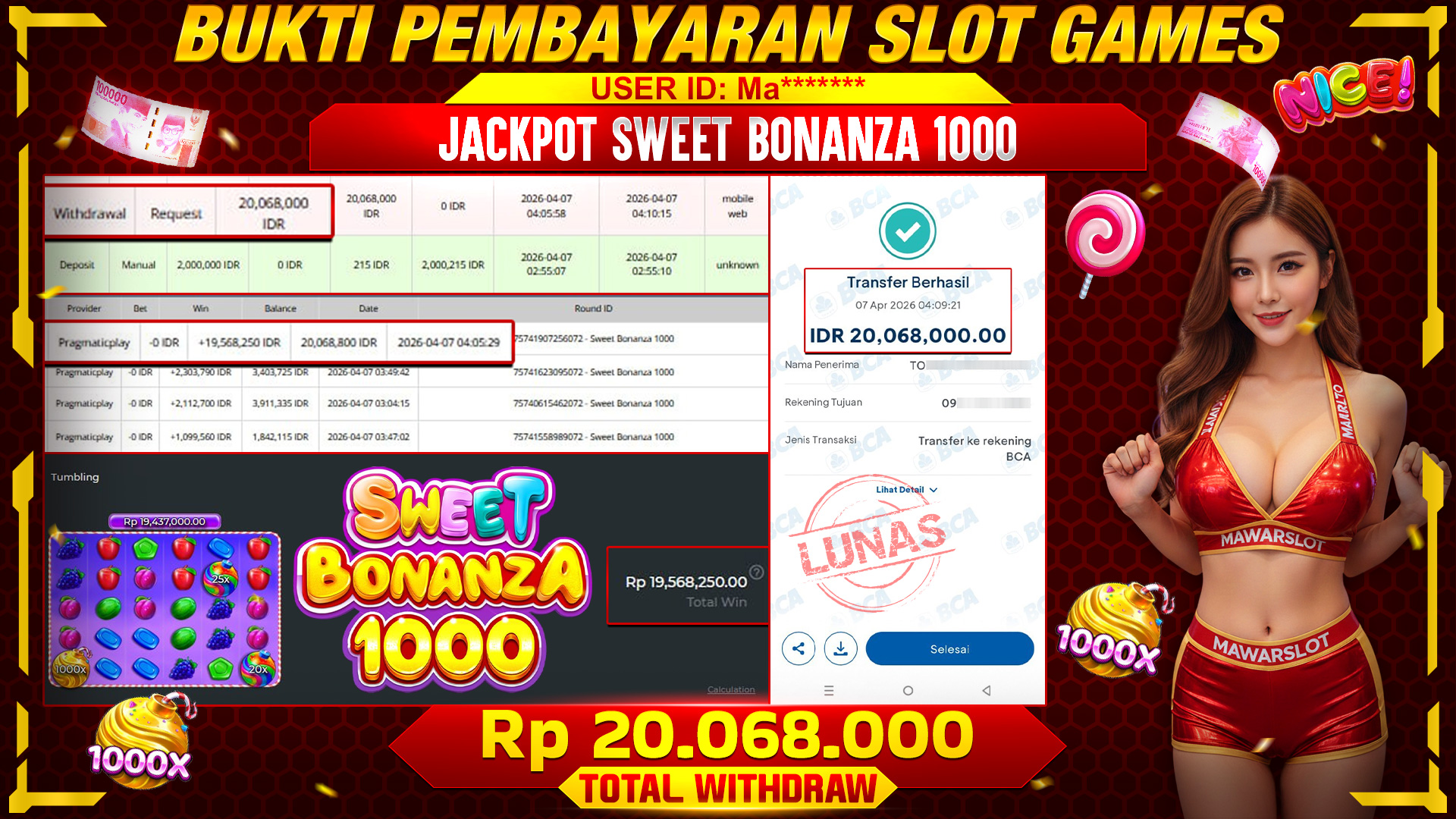 Hujan Permen, Hujan Jackpot di Sweet Bonanza 1000!