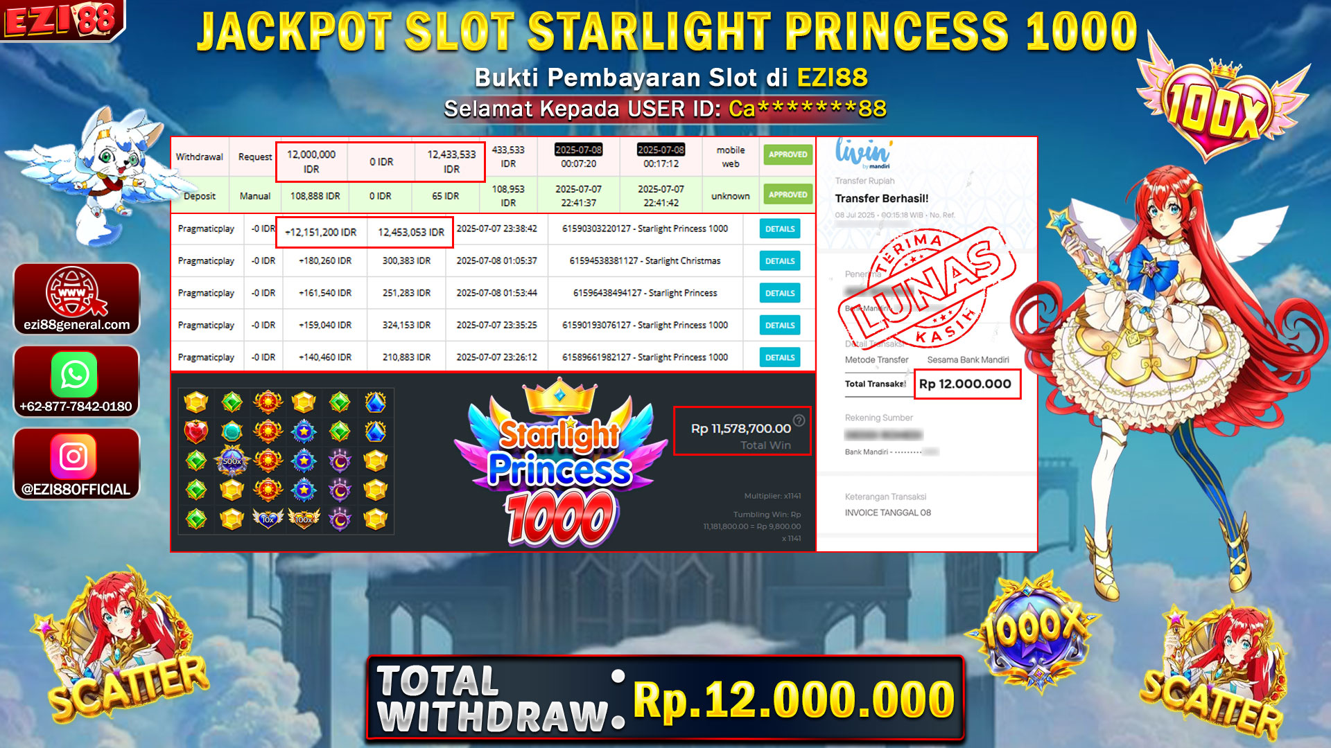 JACKPOT SLOT STARLIGHT PINCESS 1000