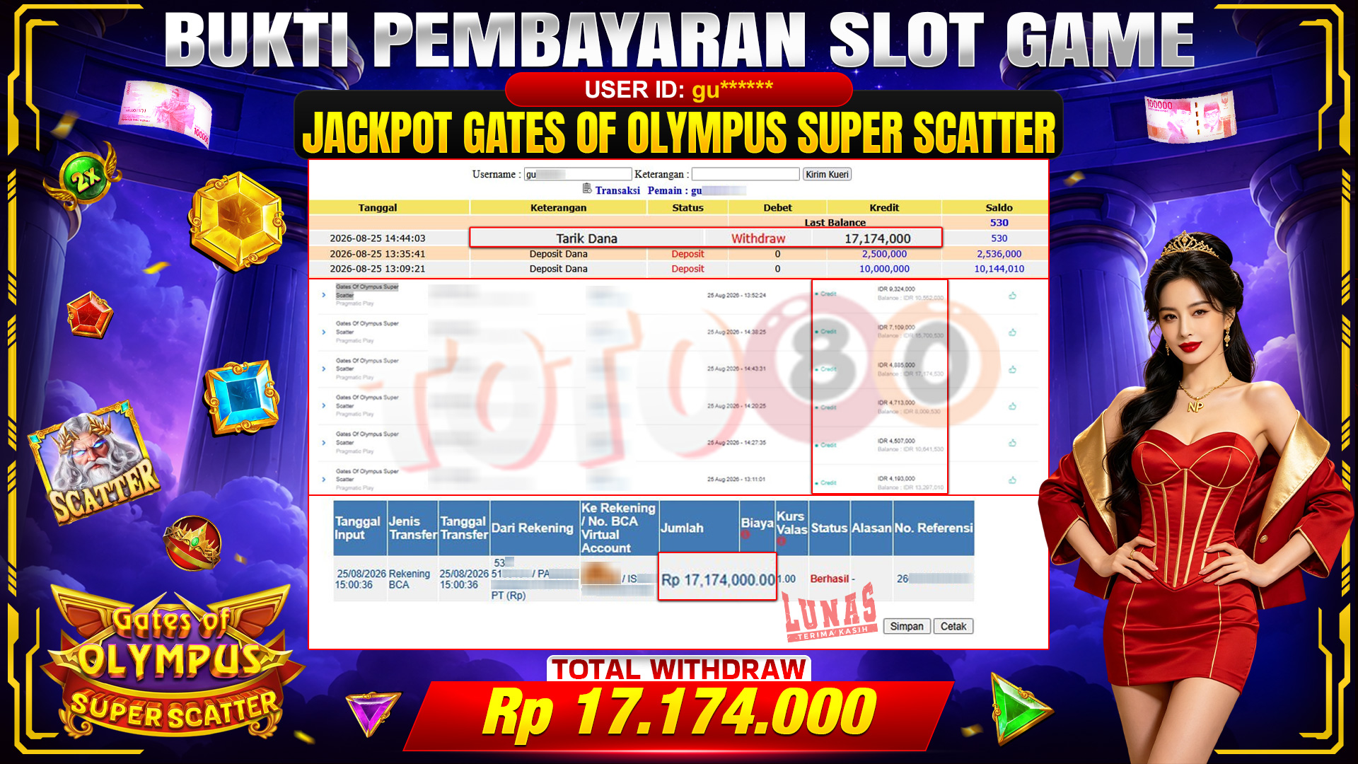 💰🎉 TOTO80 – JACKPOT SLOT GATES OF OLYMPUS SUPER SCATTER RP. 17,174,000,-  TELAH DIBAYARKAN!💰🎉