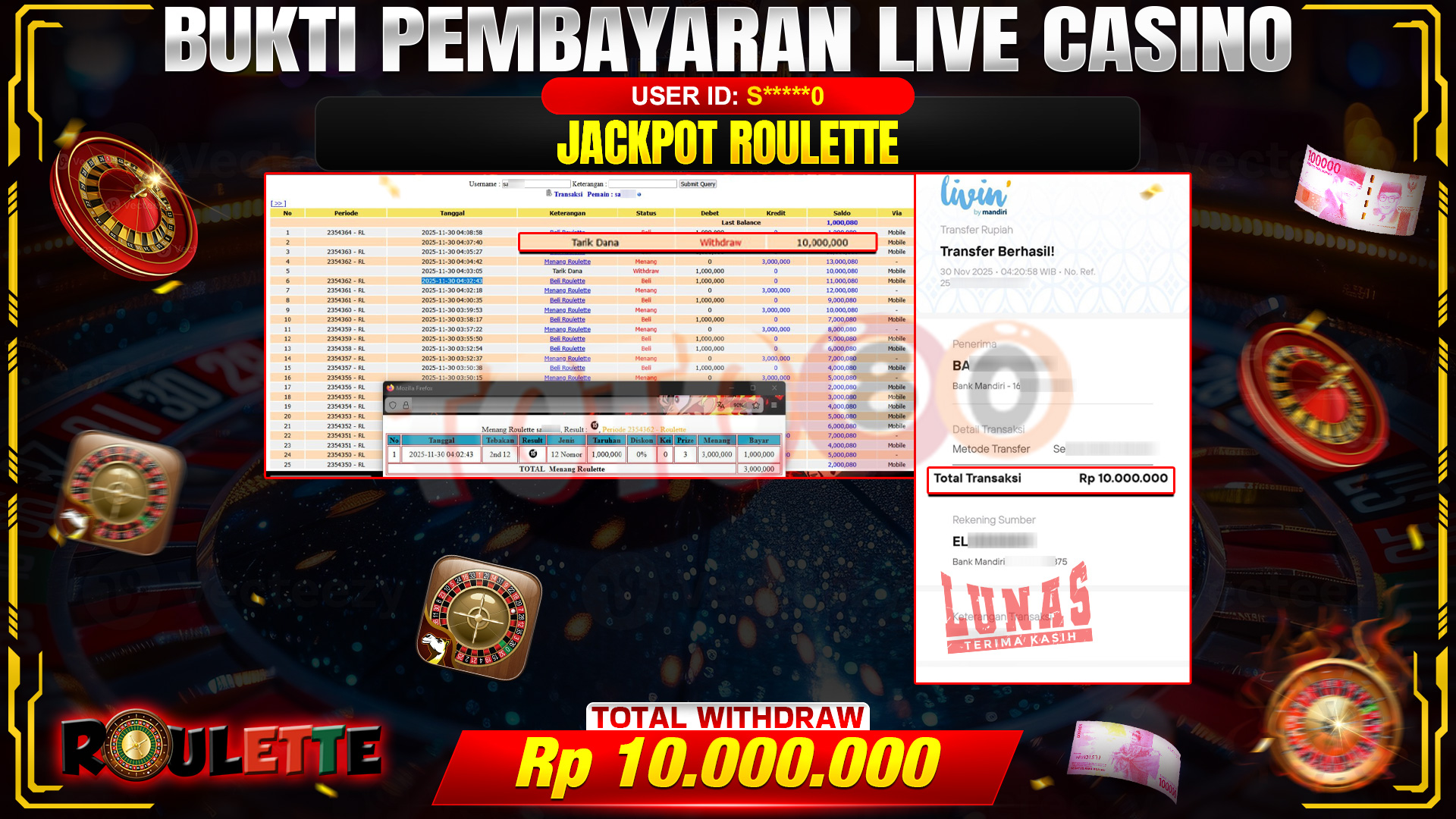🎉 TOTO80 – JACKPOT LIVE CASINO ROULETTE RP.10,000,000,- TELAH DIBAYARKAN! 🎉