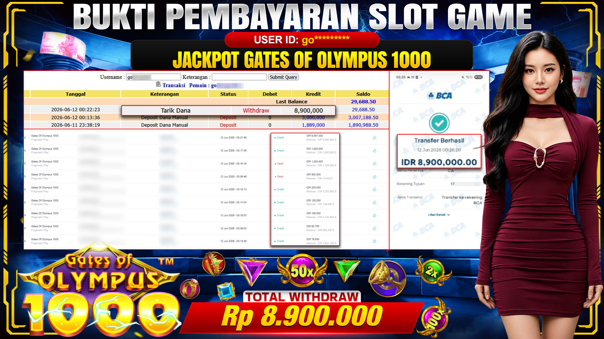 💰🎉 TOTO80 – JACKPOT SLOT GATES OF OLYMPUS 1000  RP. 8,900,000,- TELAH DIBAYARKAN!💰🎉