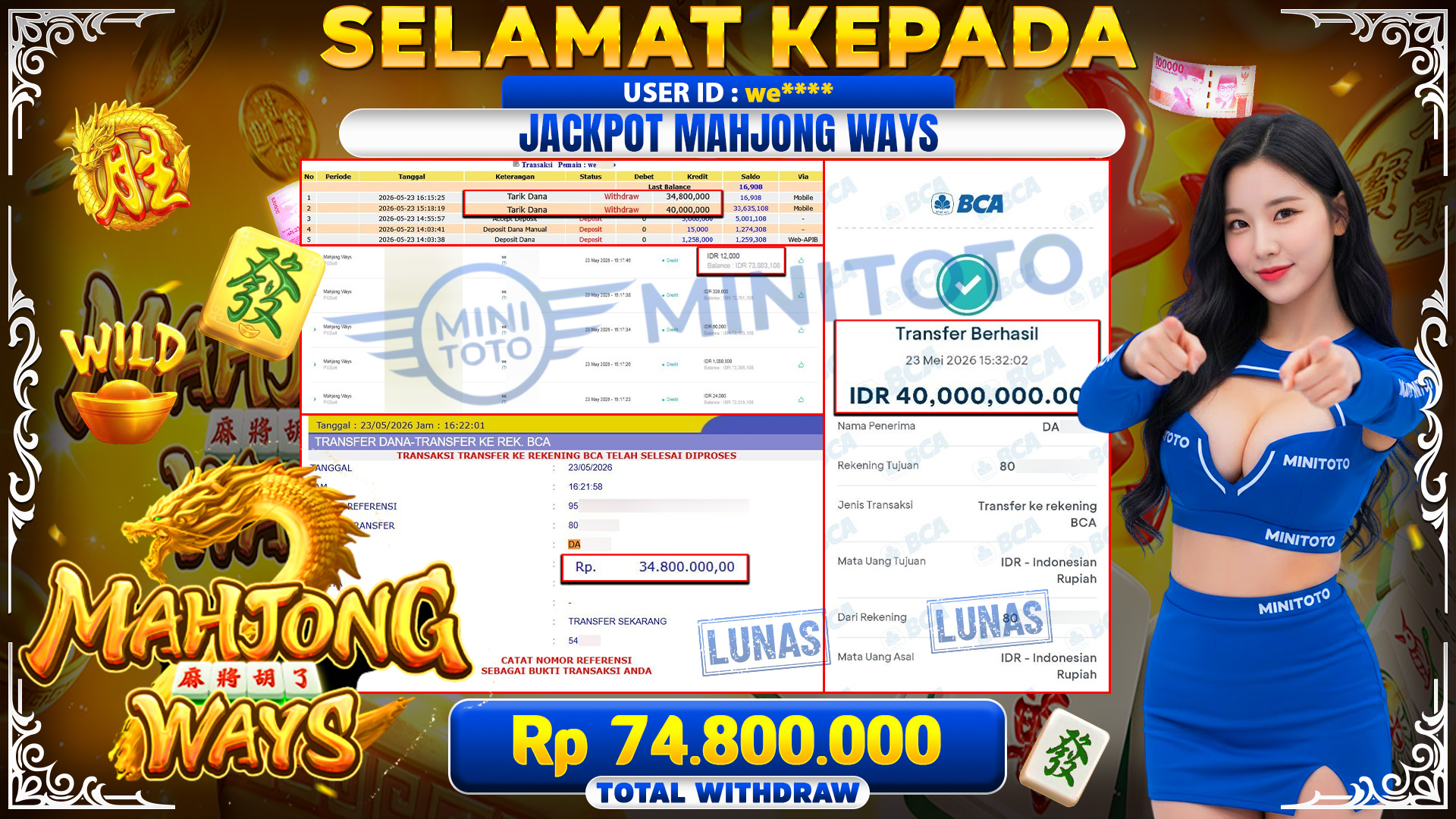 BUKTI JACKPOT Mahjong Ways - PGSoft