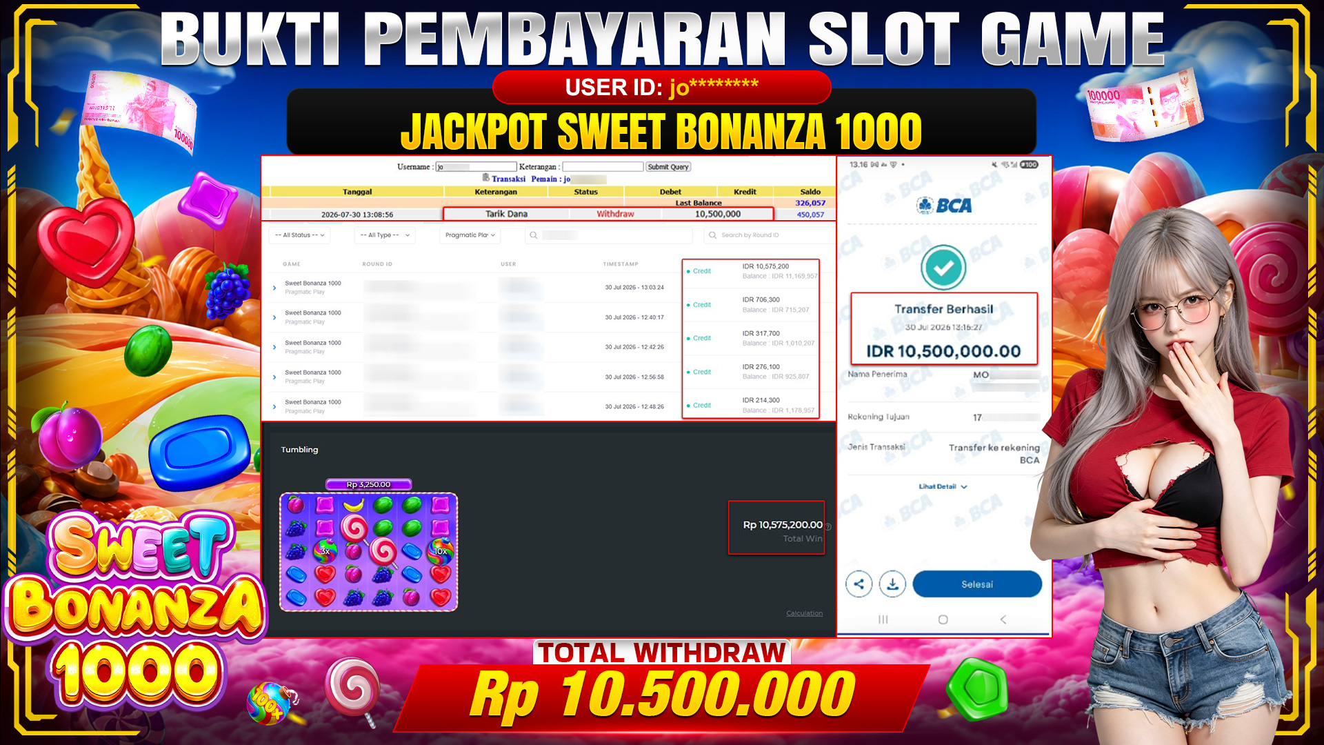 💰🎉  TOTO80 – JACKPOT SLOT SWEET BONANZA 1000 RP. 10,500,000,- TELAH DIBAYARKAN! 💰🎉 