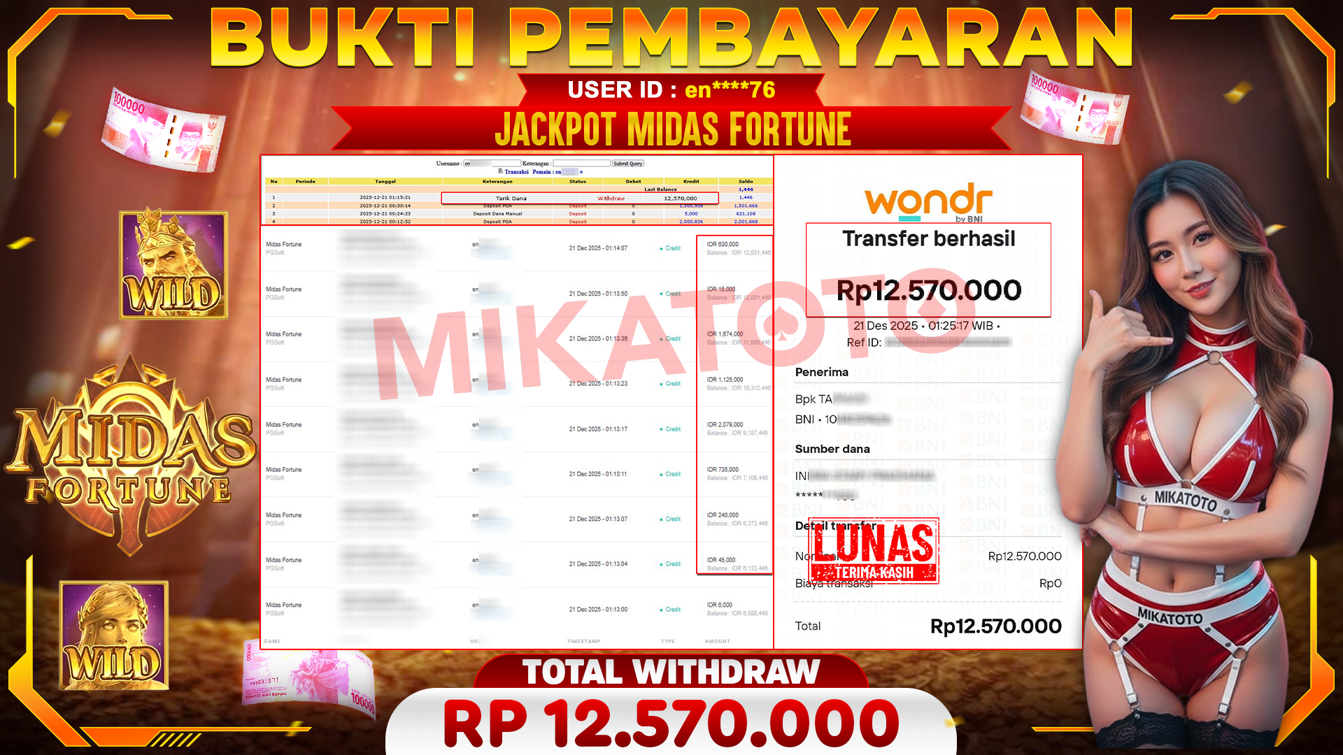 🏆 SELAMAT KEPADA PEMENANG JACKPOT DI Midas Fortune - PGSoft 12,570,000 🏆