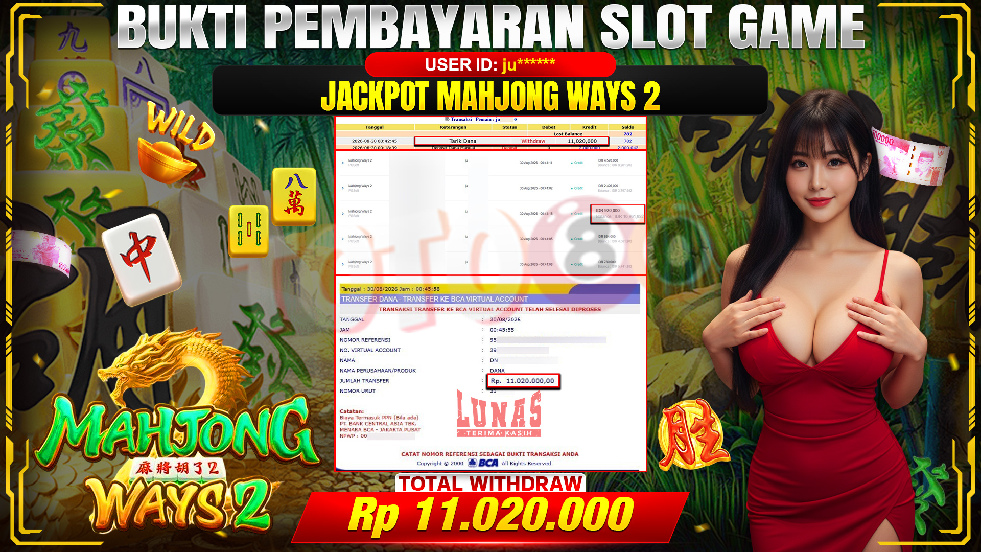 💰🎉 TOTO80 – JACKPOT SLOT MAHJONG  WAYS 2 RP. 11,020,000,-  TELAH DIBAYARKAN!💰🎉