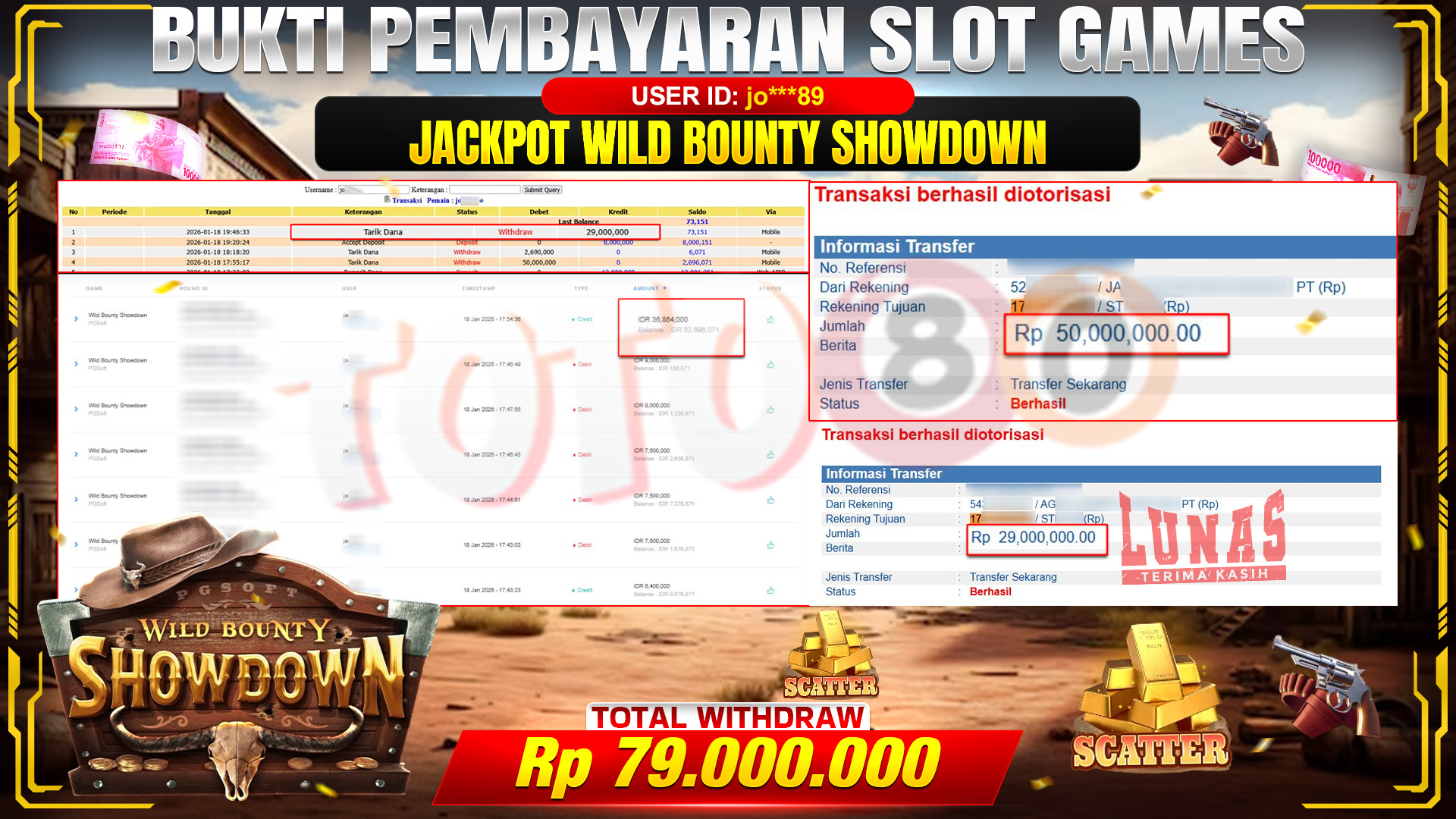 🎉 TOTO80 – JACKPOT SLOT WILD BOUNTY SHOWDOWN RP. 79,000,000,- TELAH DIBAYARKAN! 🎉