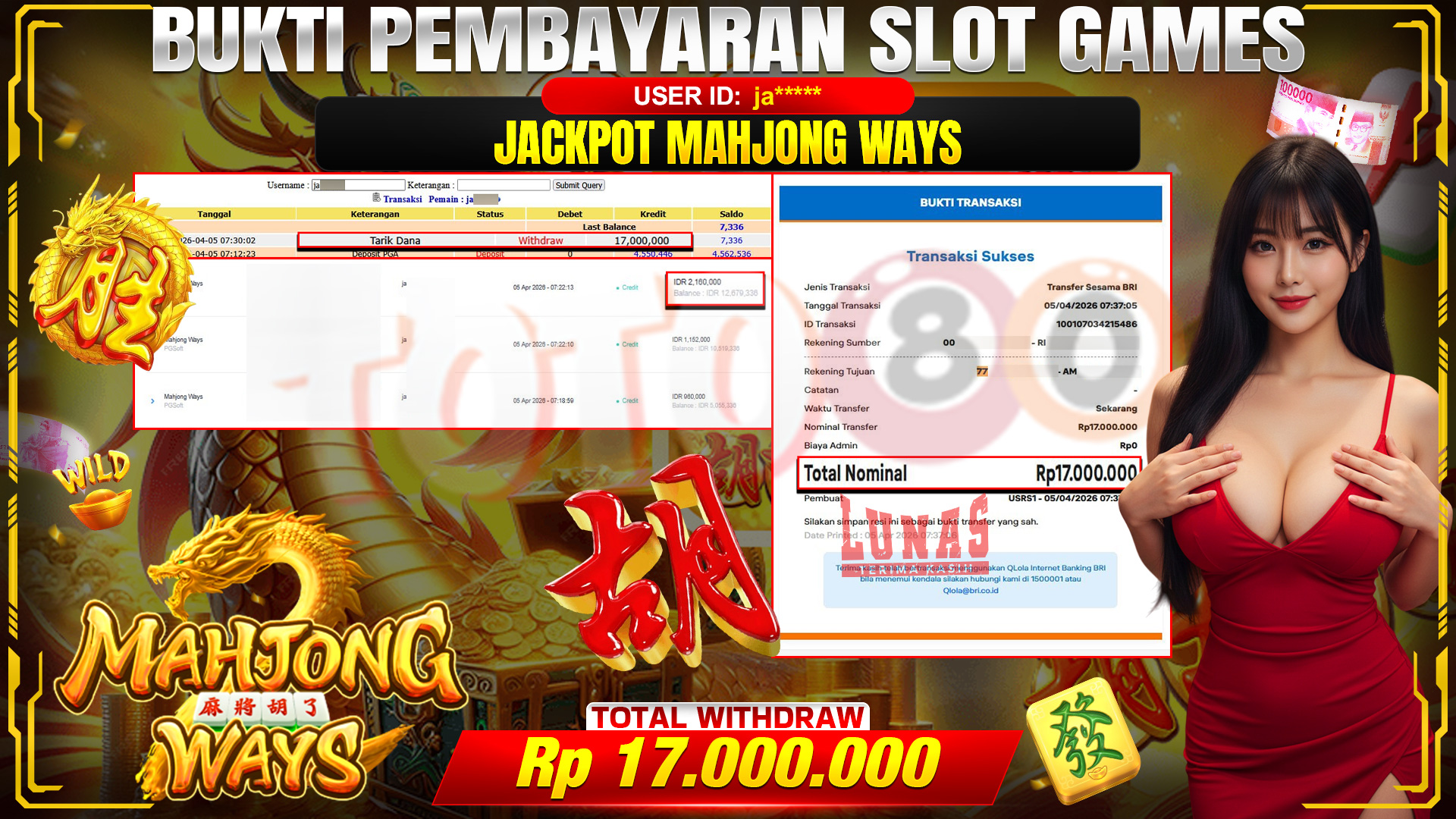 💰🎉 TOTO80 – JACKPOT SLOT MAHJONG WAYS  RP. 17,000,000,-  TELAH DIBAYARKAN!💰🎉