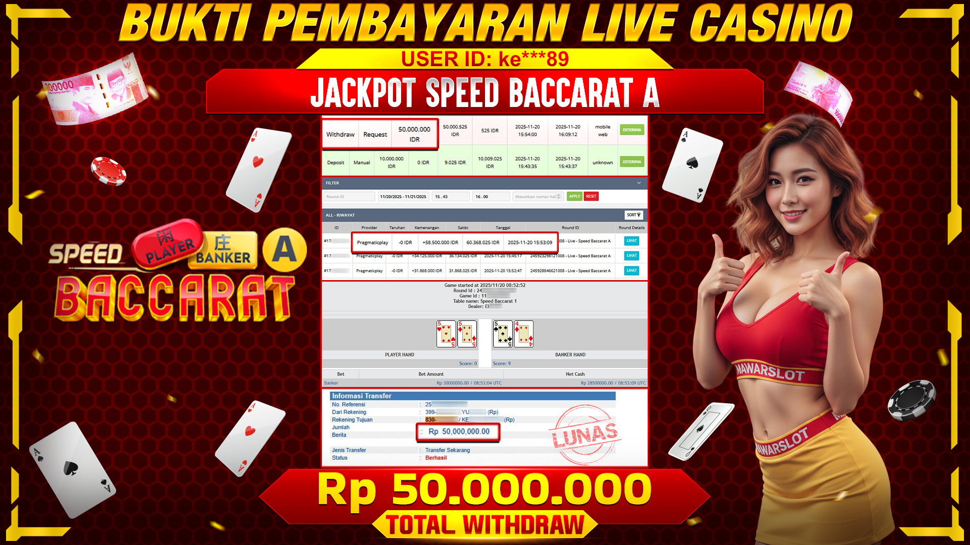 Speed Baccarat A Pecah 50 Juta! ID Ke***** Ngacir!