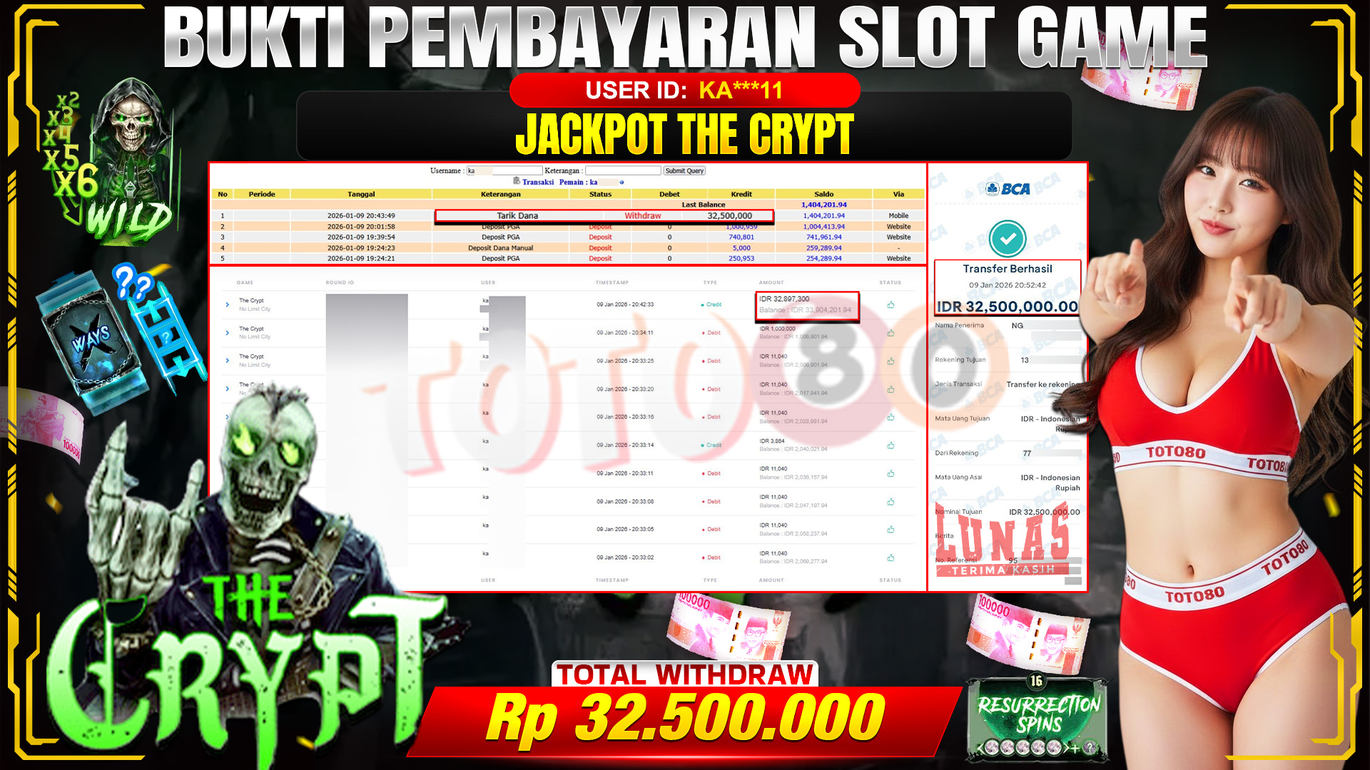 🎉 TOTO80 – JACKPOT SLOT THE CRYPT NO LIMIT CITY RP. 32,500,000,- TELAH DIBAYARKAN! 🎉