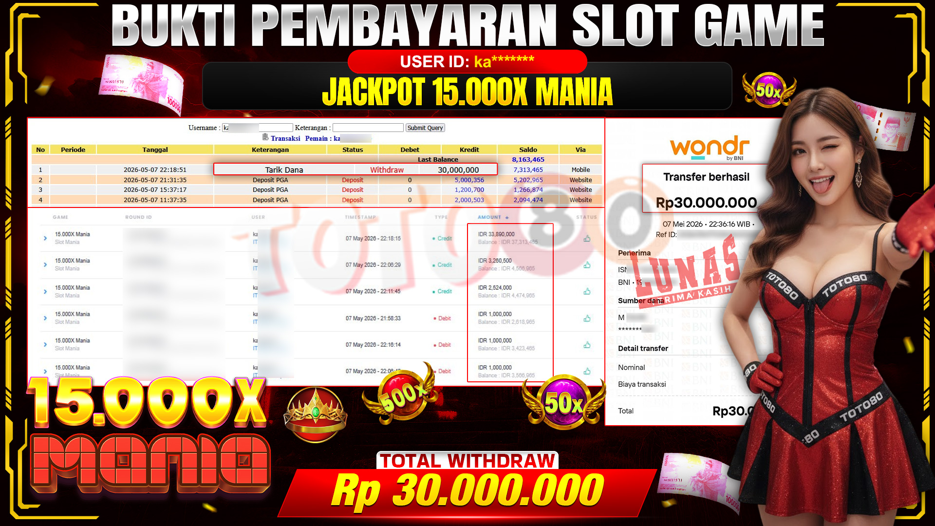 🎉💰 TOTO80 – JACKPOT SLOT 15.000X MANIA  RP. 30,000,000,- TELAH DIBAYARKAN! 🎉💰