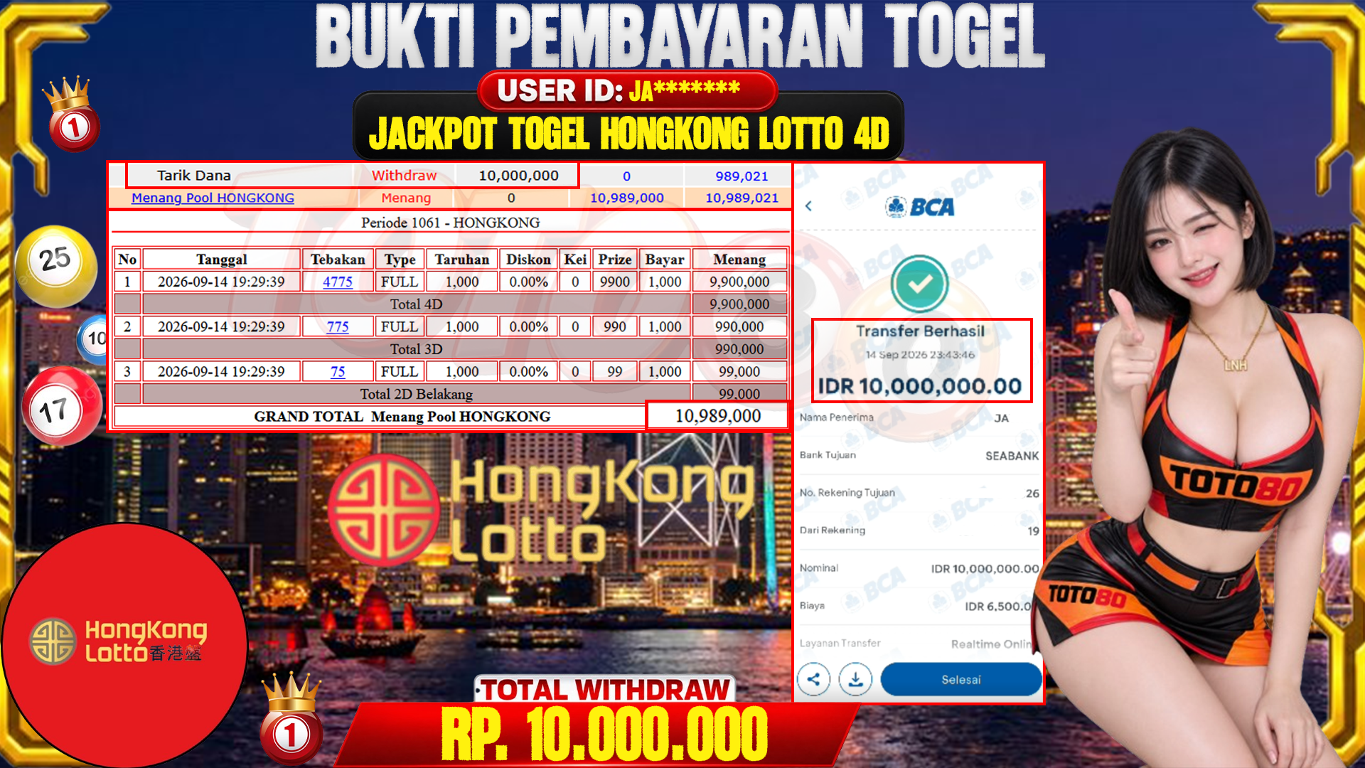 💰🎉 TOTO80 – JACKPOT TOGEL HONGKONG LOTTO RP. 10,000,000,- TELAH DIBAYARKAN! 💰🎉
