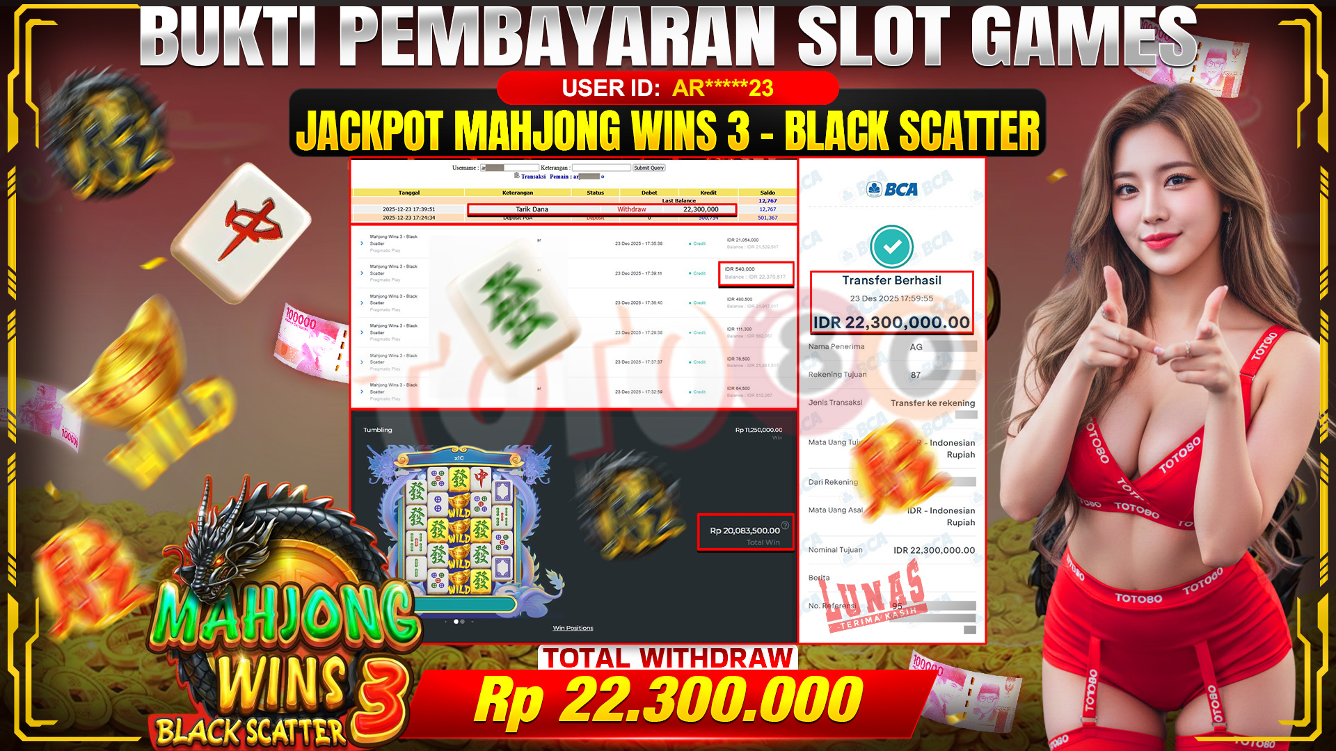 🎉 TOTO80 – JACKPOT SLOT MAHJONG WINS 3 - BLACK SCATTER  RP. 22,300,000,- TELAH DIBAYARKAN! 🎉