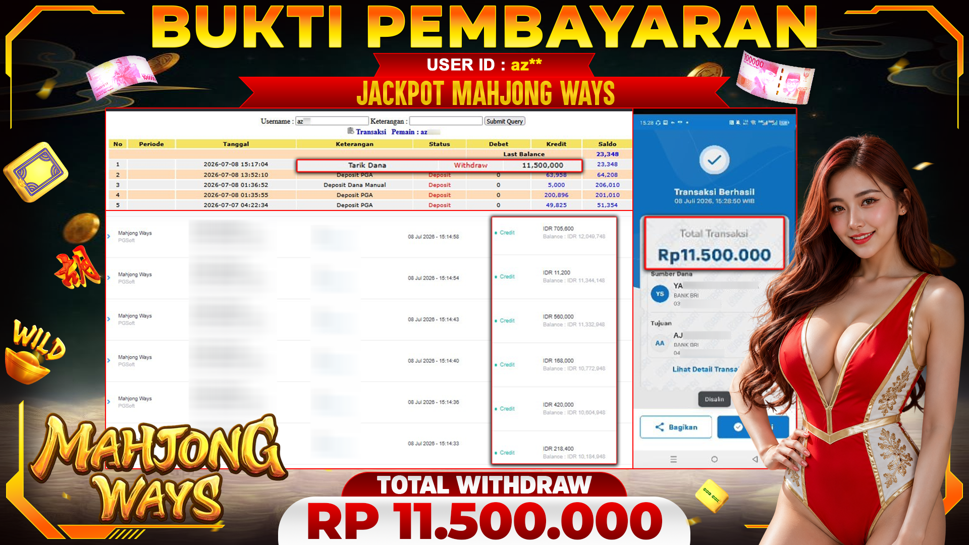 🏆 SELAMAT KEPADA PEMENANG JACKPOT DI Mahjong Ways - PGSoft 11,500,000🏆